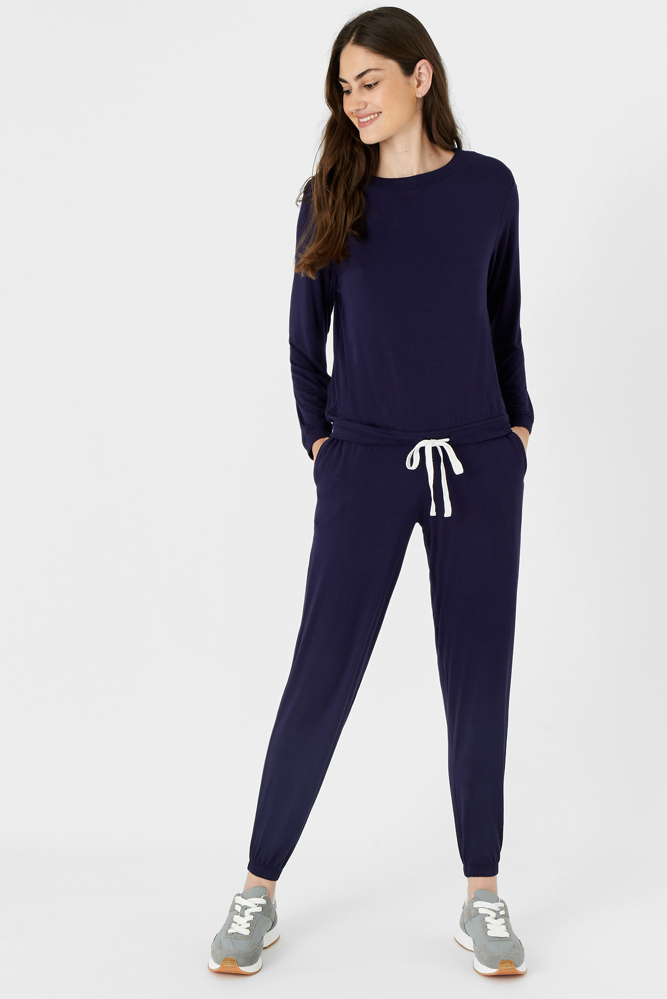 Женская темно-синяя пижама (лонгслив, брюки) SLOUCHY SET 1