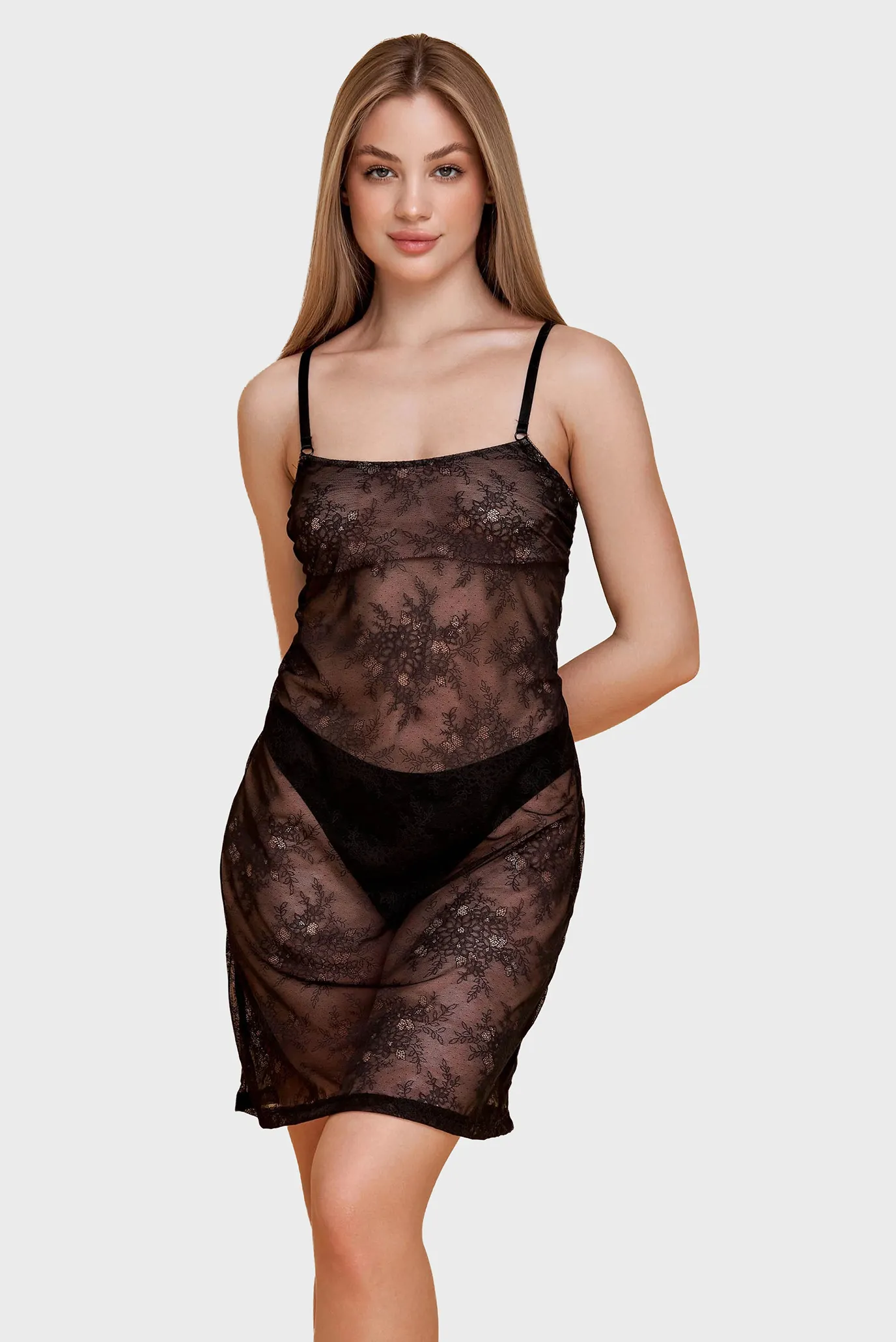 Женская черная ночная рубашка 1