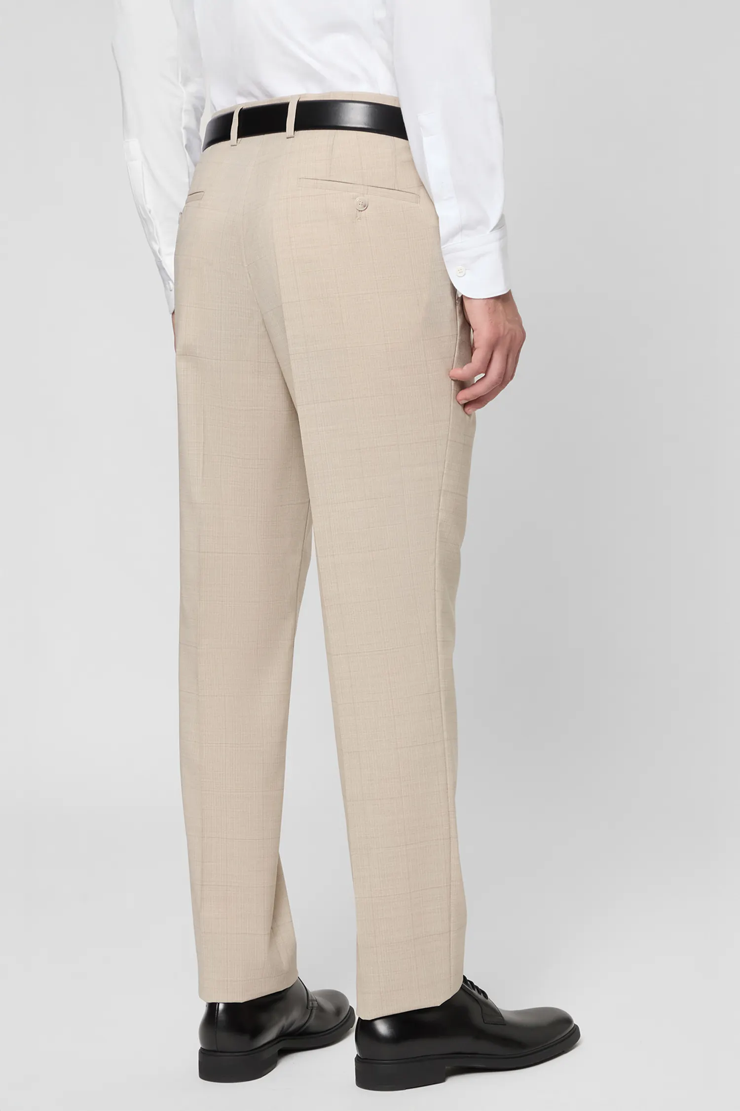 Мужской бежевый шерстяной костюм (пиджак, брюки) 5