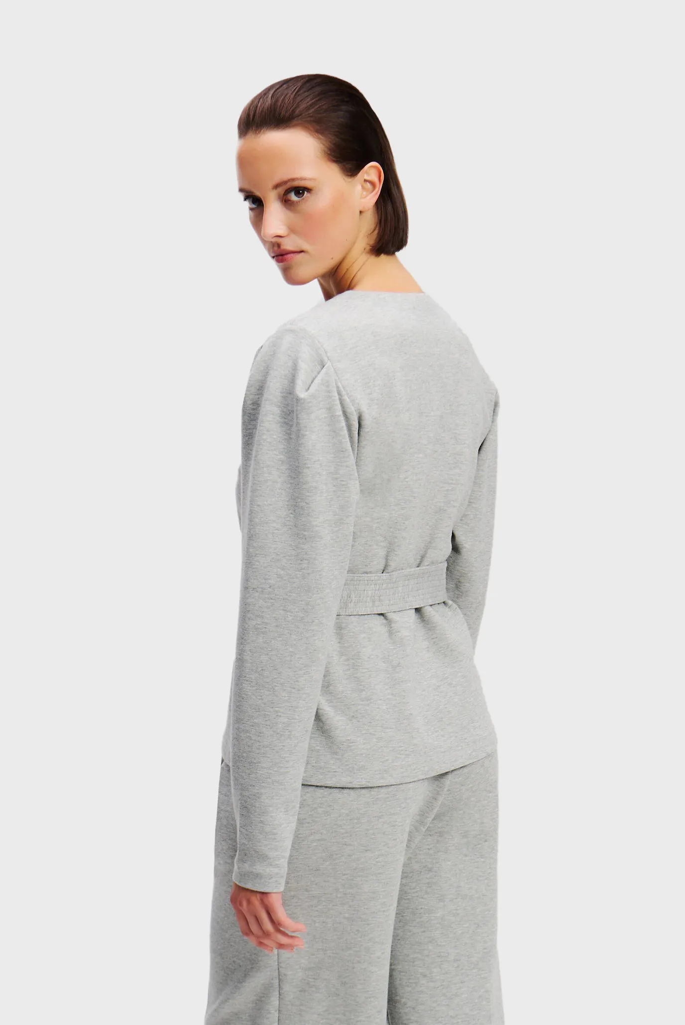 Женский серый свитшот DOUBLE JERSEY VNECK SWEATSHIRT 3