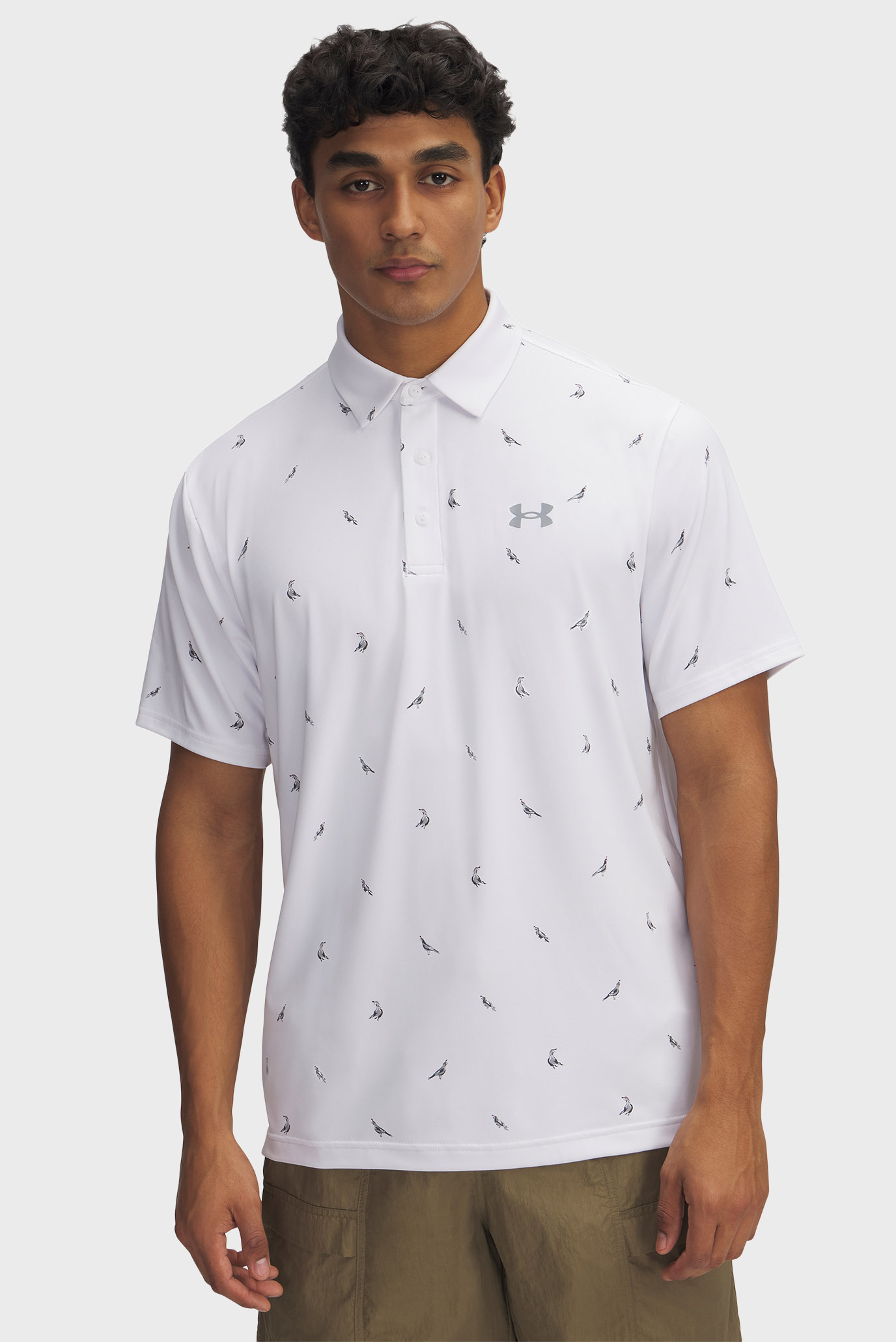 Мужское белое поло с узором UA Playoff 3.0 Printed Polo Белый M Under Armour 1378677-117 Мужское белое поло с узором UA Playoff 3.0 Printed Polo Белый M Under Armour 1378677-117