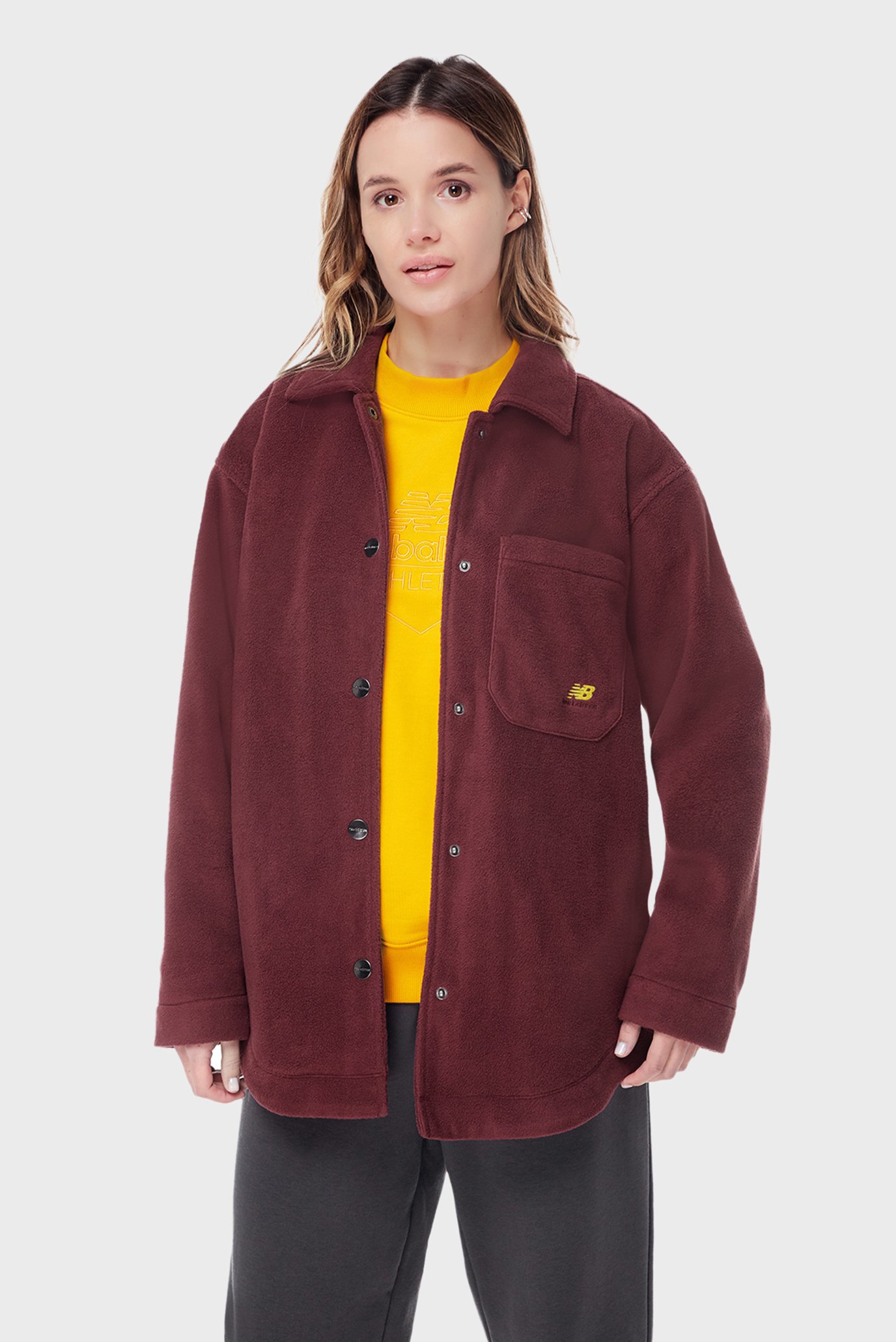 Женская бордовая рубашка-пальто Athletics Polarfleece 1