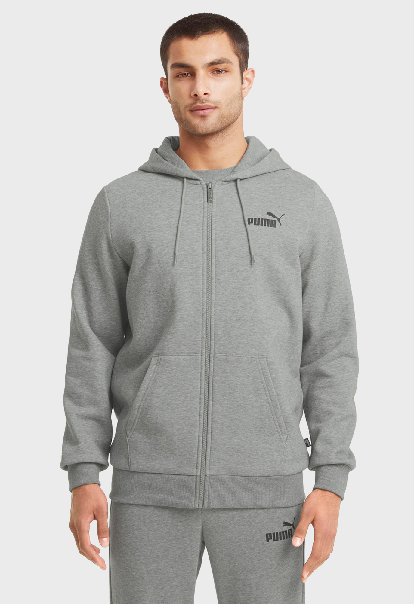 Чоловіче сіре худі Essentials Full-Zip Logo Men's Hoodie 1