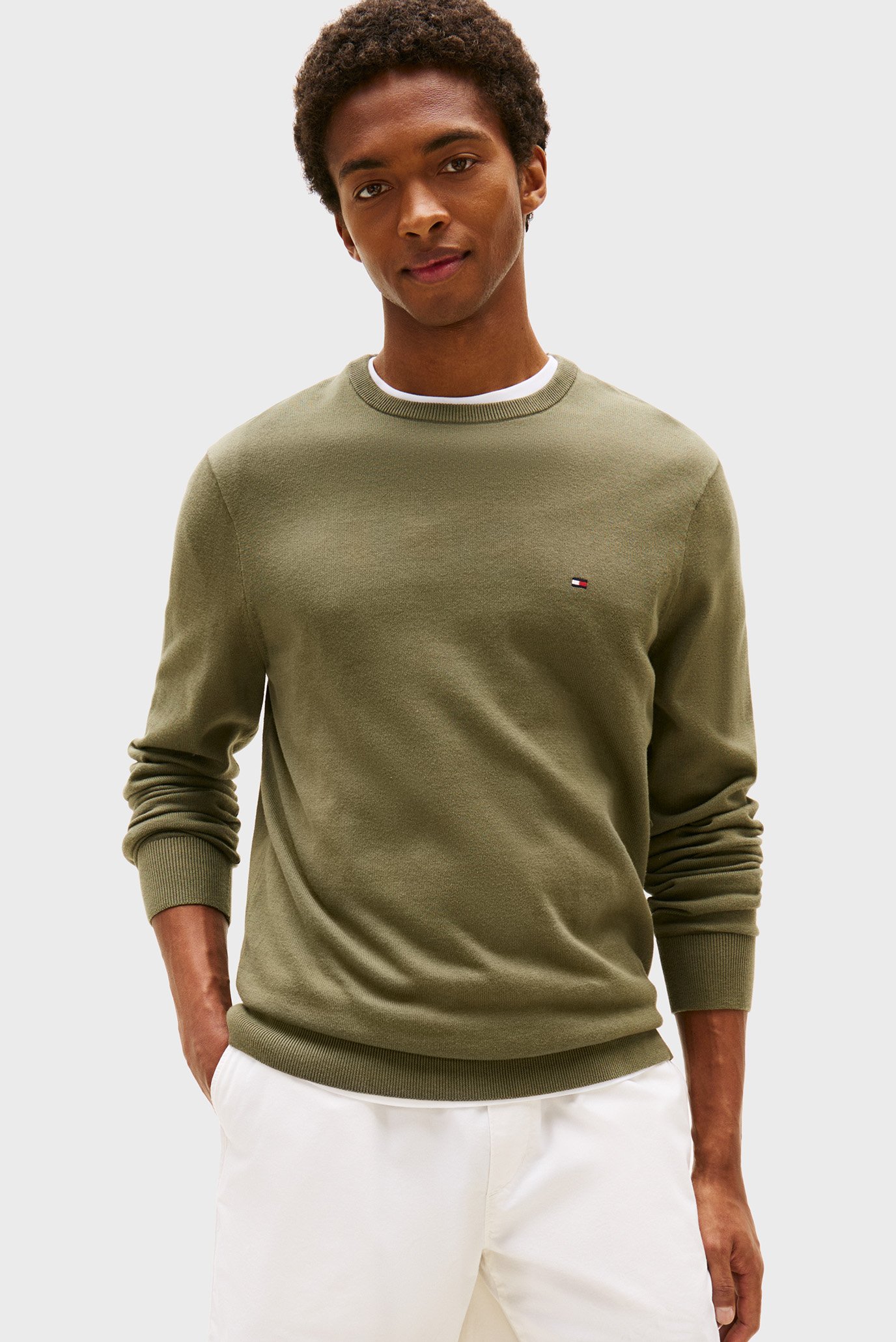 Мужской оливковый джемпер ESSENTIAL Оливковый XXL Tommy Hilfiger MW0MW39999 Мужской оливковый джемпер ESSENTIAL Оливковый XXL Tommy Hilfiger MW0MW39999