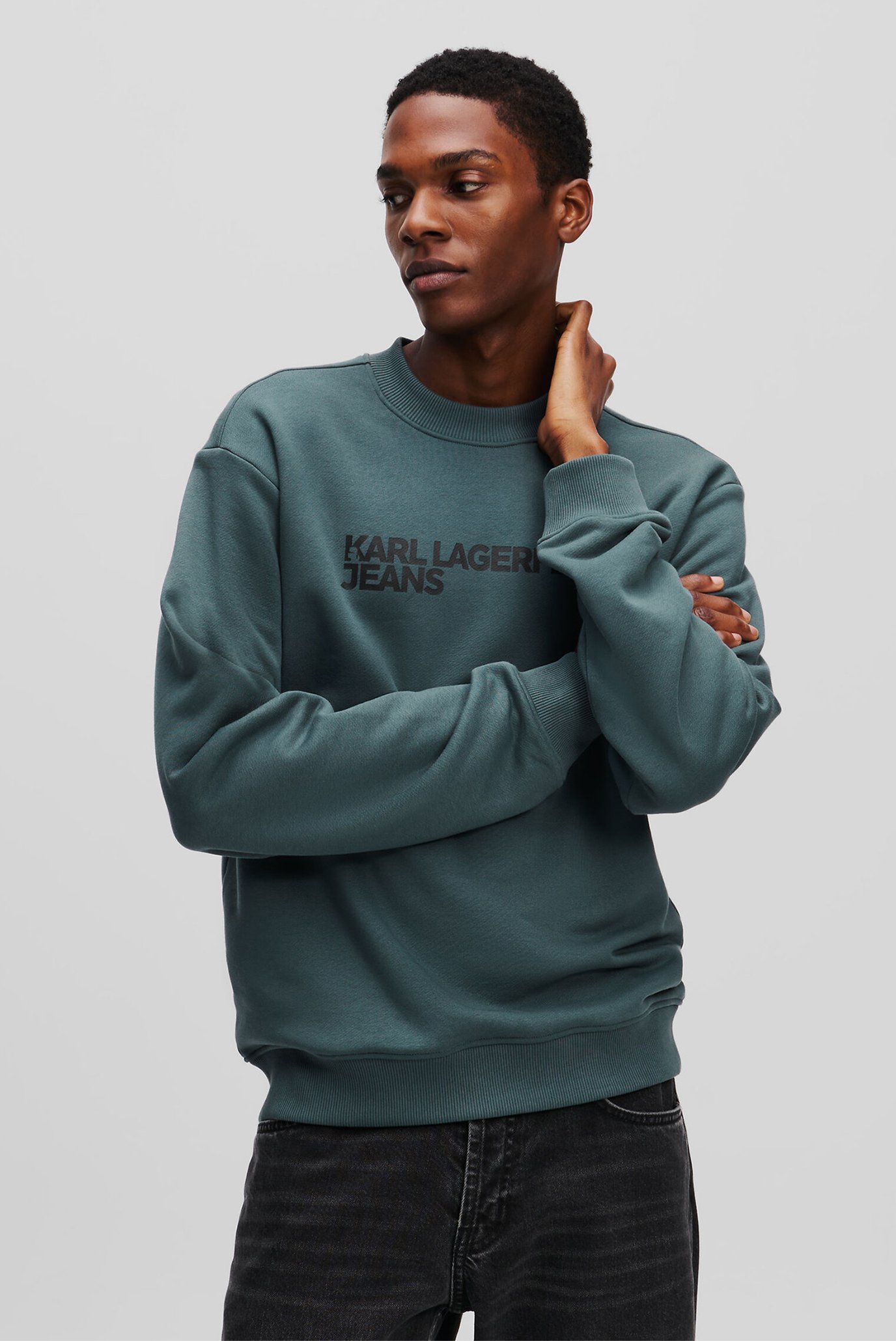 Чоловічий бірюзовий світшот KLJ REG ESSENTIAL LOGO SWEAT 1