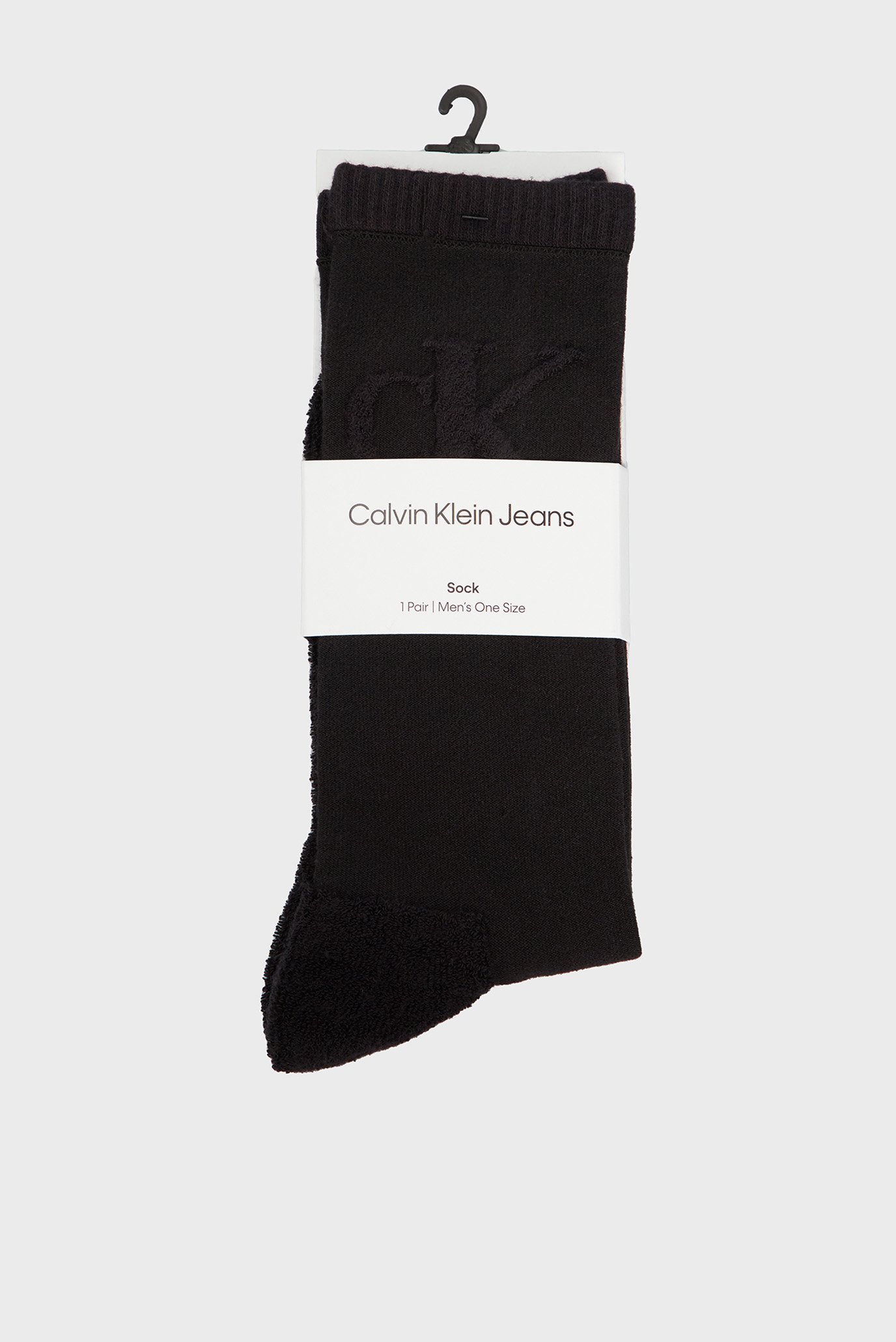 Чоловічі чорні шкарпетки CKJ MEN SOCK INSIDE OUT TERRY 1