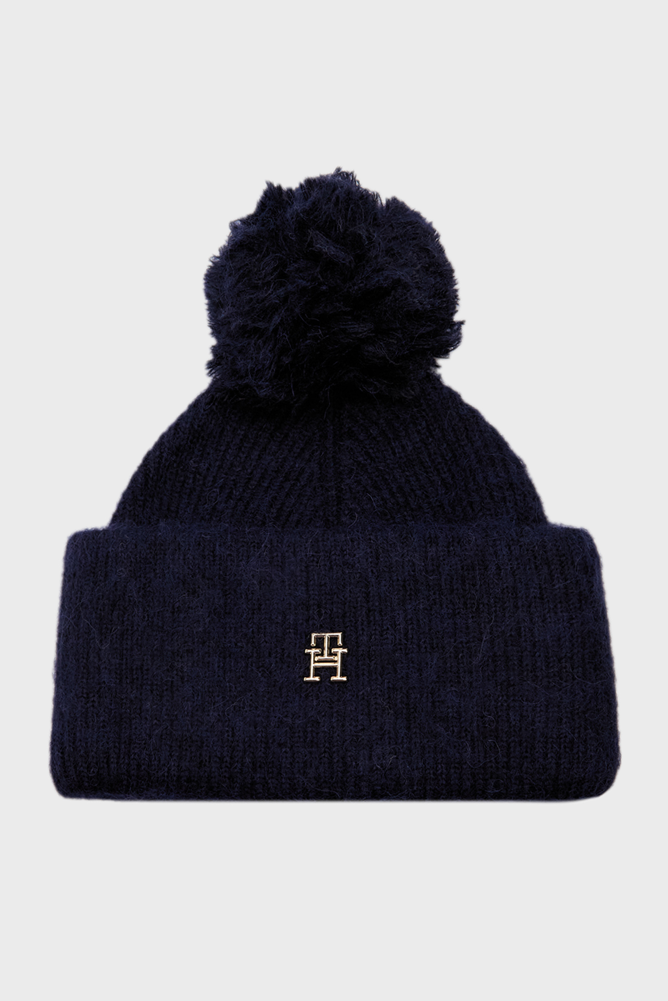 Женская темно-синяя шапка TH EVENING POMPOM BEANIE 1