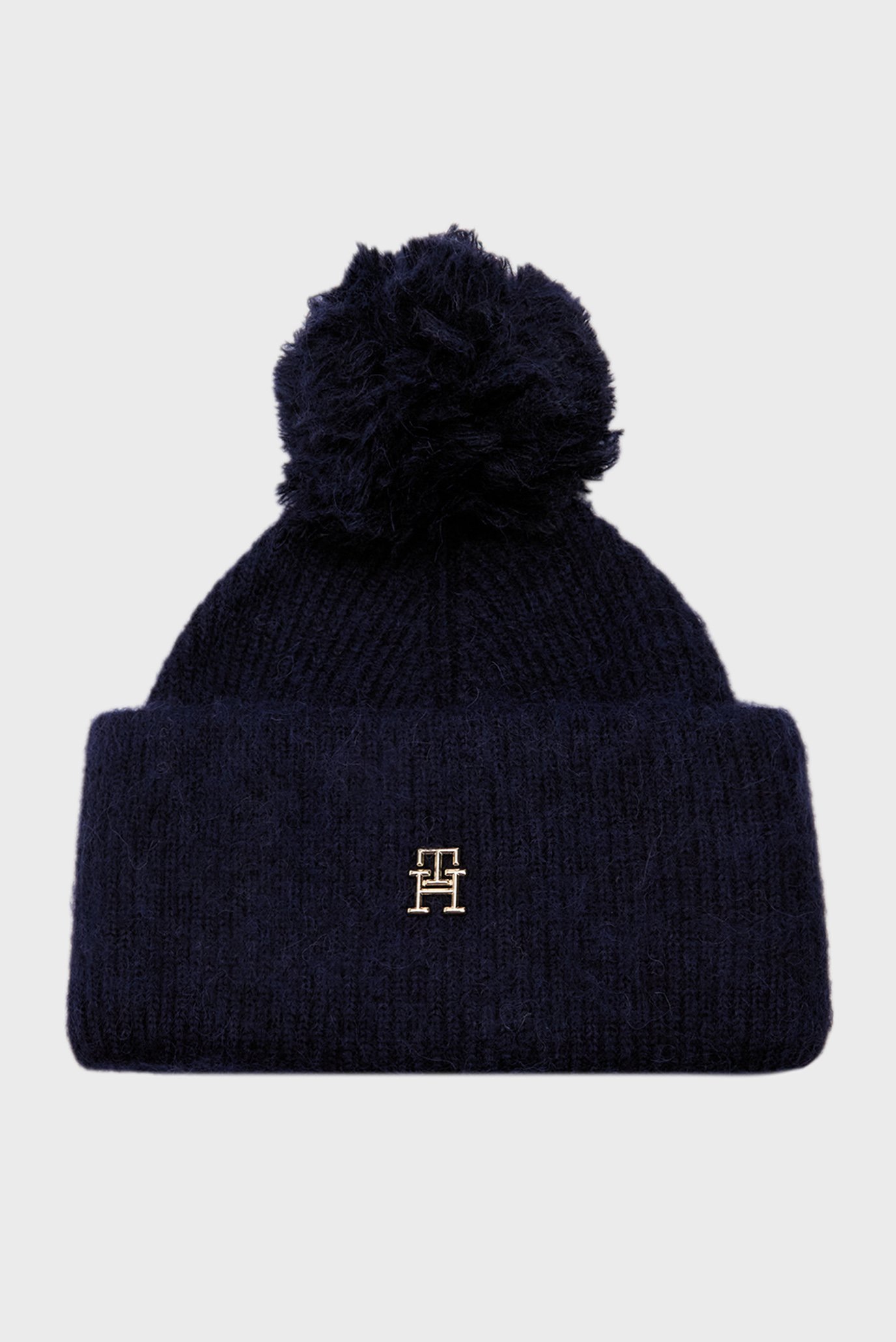 Жіноча темно-синя шапка TH EVENING POMPOM BEANIE 1