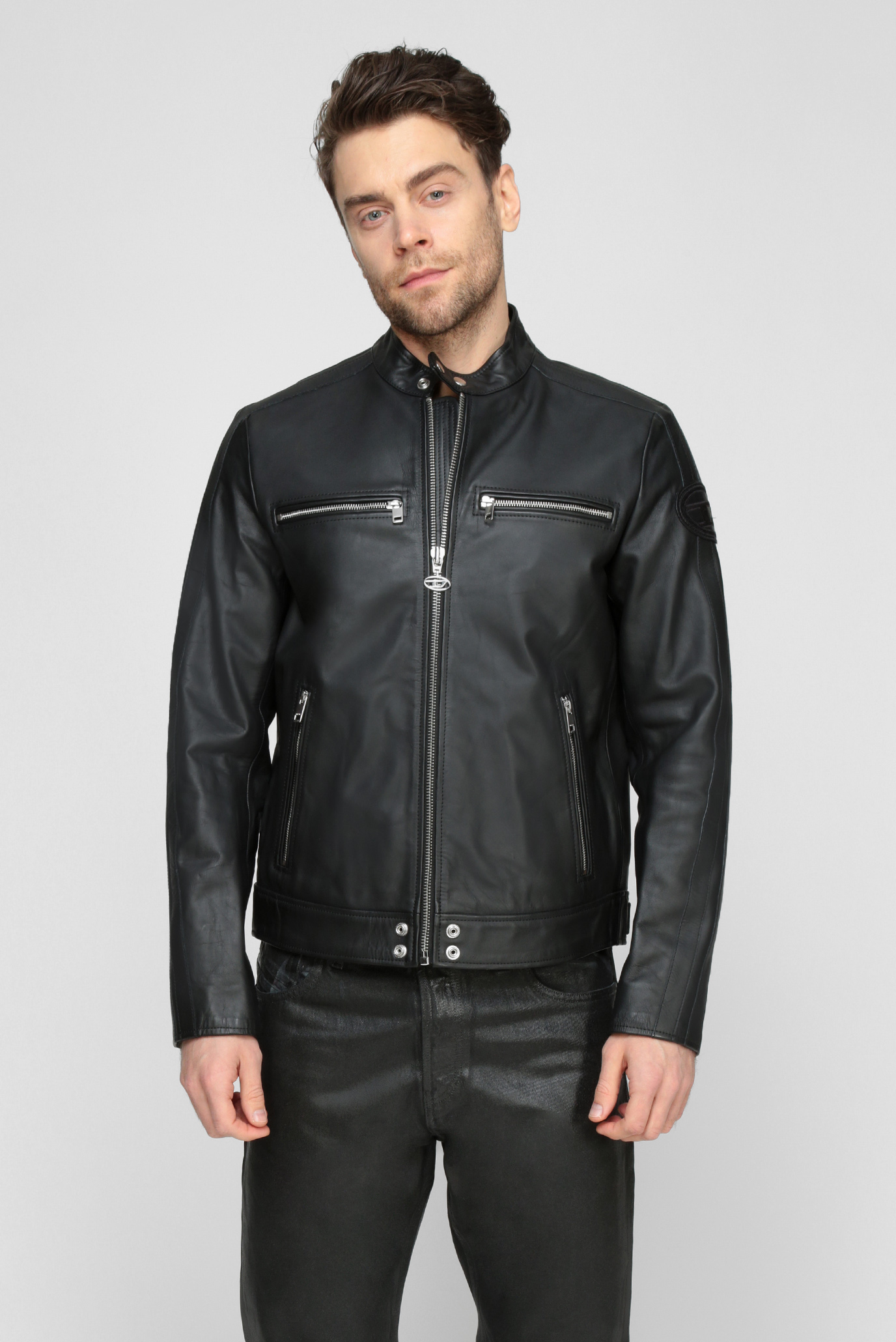 Чоловіча чорна шкіряна куртка L-BOY-CL 1
