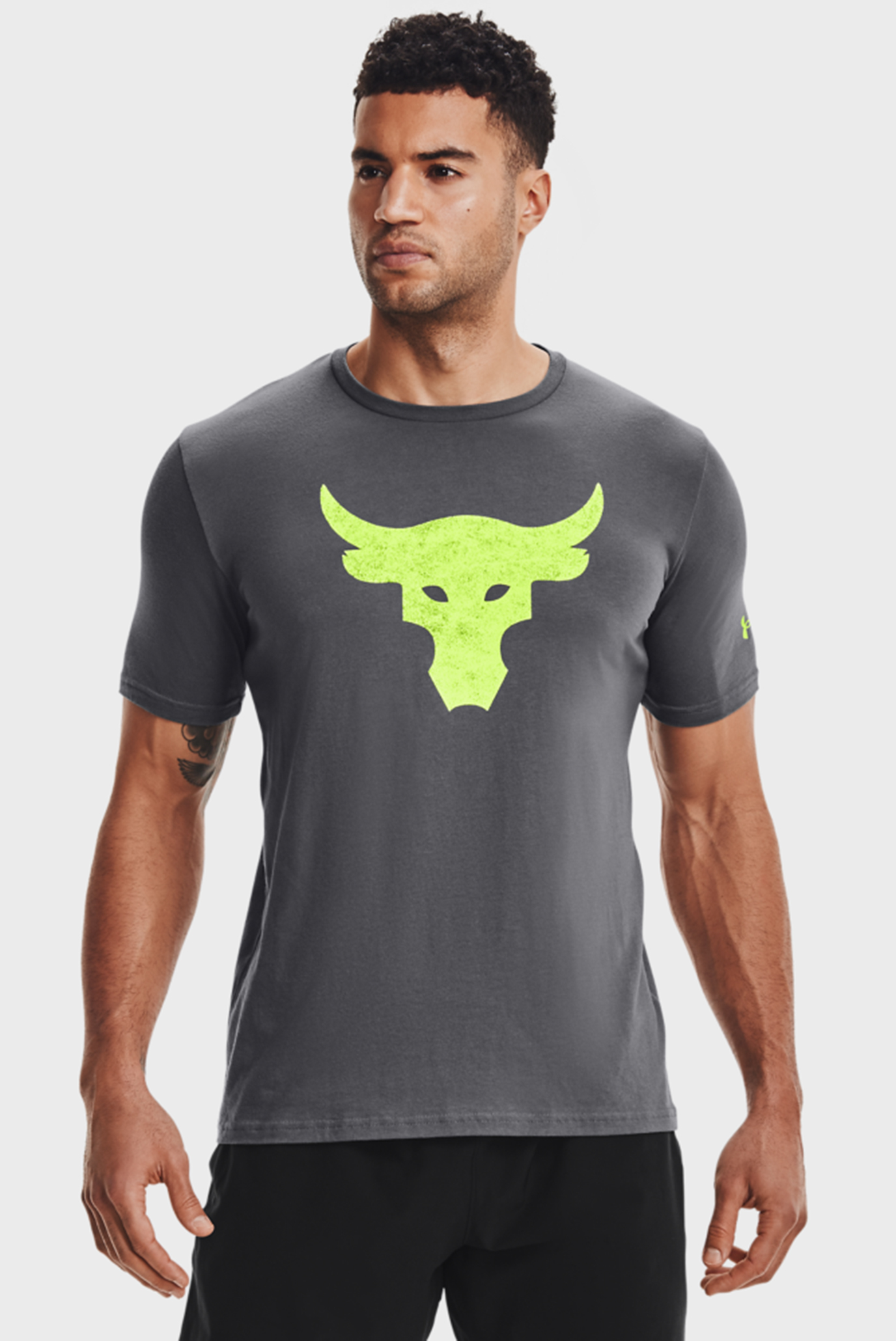 Чоловіча сіра футболка UA Pjt Rock Brahma Bull SS 1