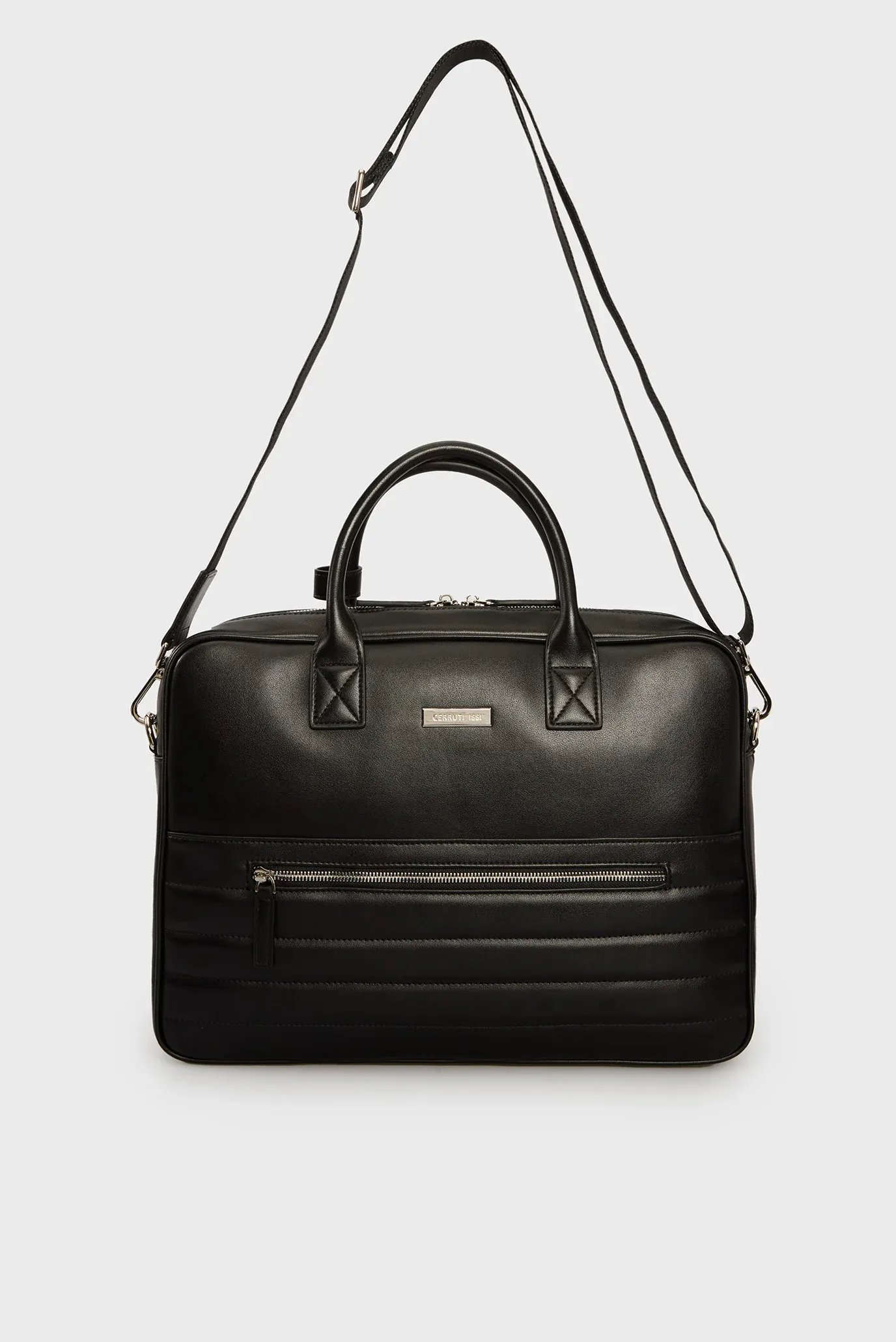 Мужская черная кожаная сумка для ноутбука 5