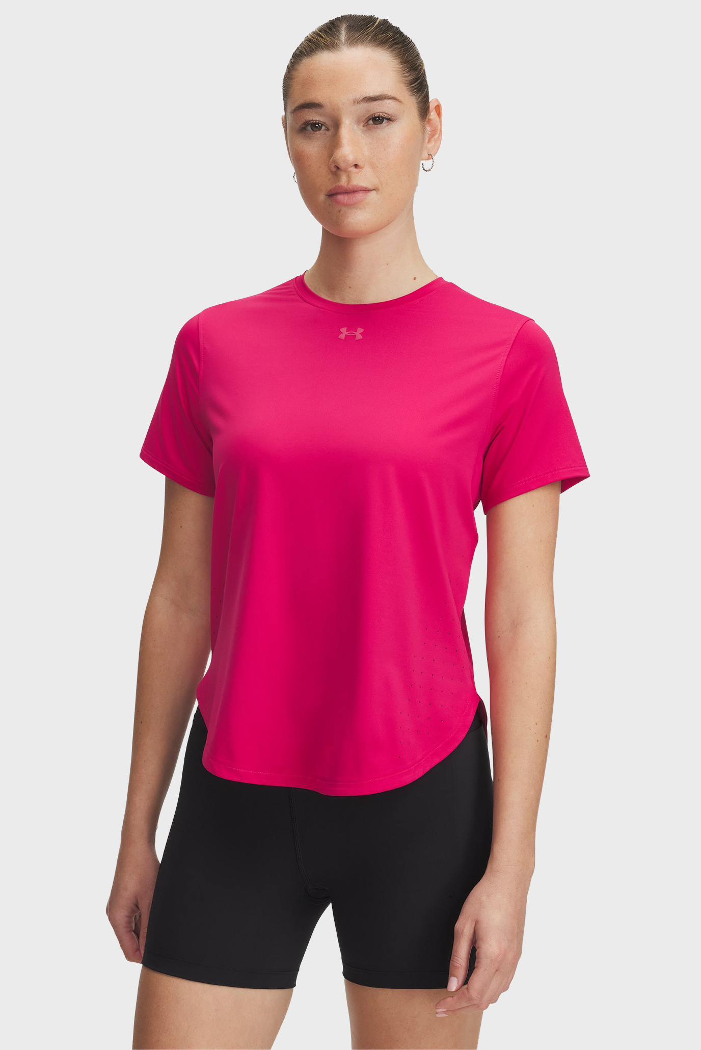 Женская малиновая футболка UA Launch Elite Shortsleeve Малиновый S Under Armour 1389564-681 Женская малиновая футболка UA Launch Elite Shortsleeve Малиновый S Under Armour 1389564-681