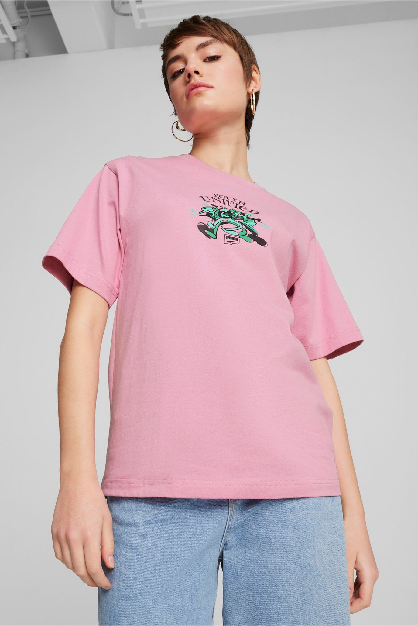 Женская розовая футболка DOWNTOWN Relaxed Graphic Tee Women 1