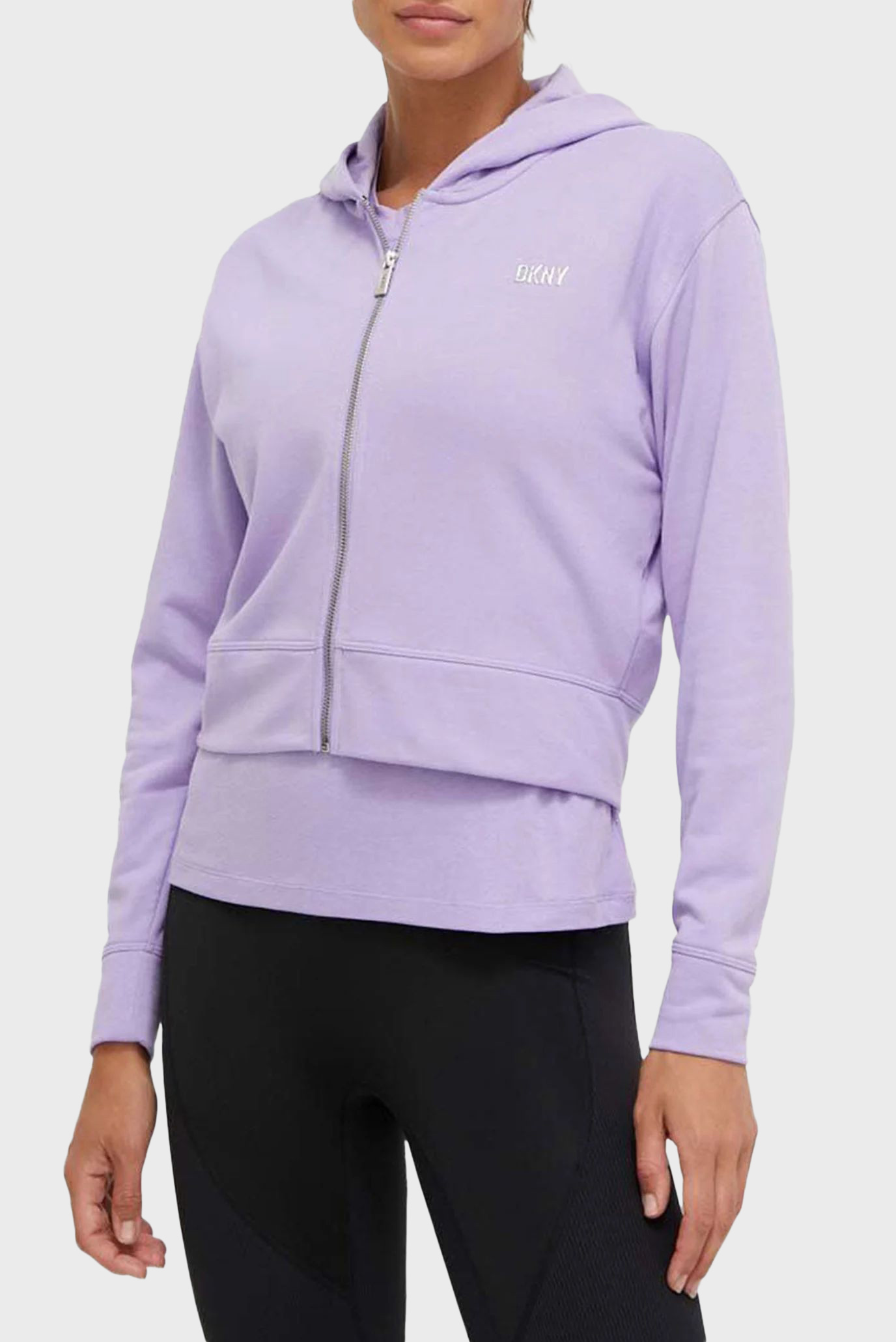 Женское сиреневое худи METALLIC LOGO FULL Z Сиреневый L DKNY DP3J9279