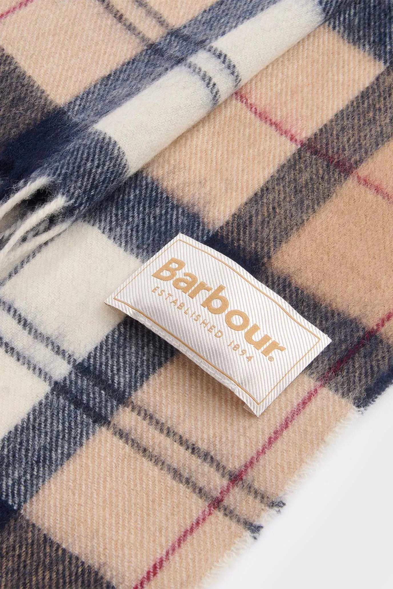 Женский бежевый шерстяной шарф в клетку 4