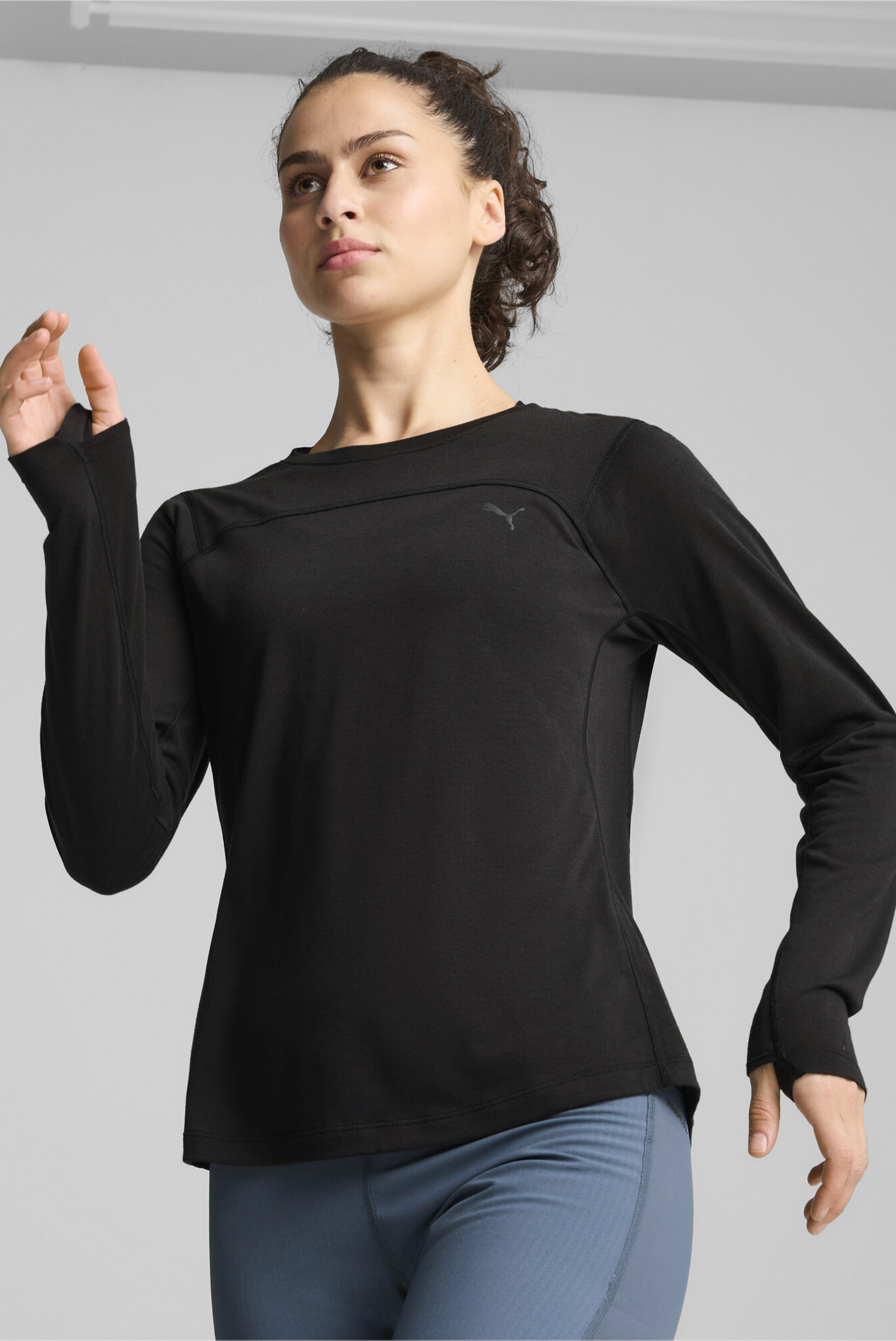 Женский черный лонгслив SEASONS Tech Wool Long Sleeve Tee Women 1