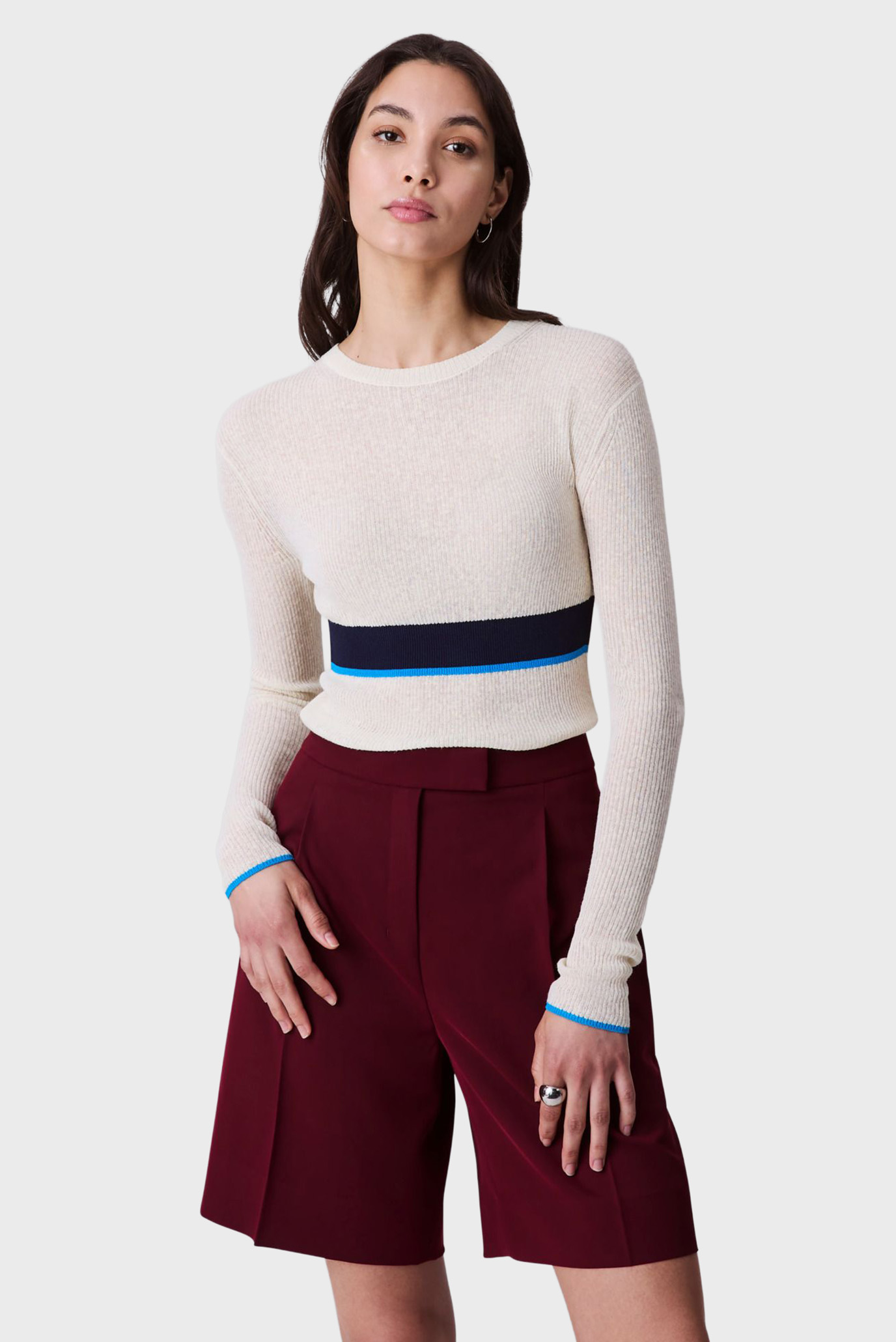Женский белый джемпер Mixed Media Stripe Белый M Calvin Klein LV044C337G Женский белый джемпер Mixed Media Stripe Белый M Calvin Klein LV044C337G