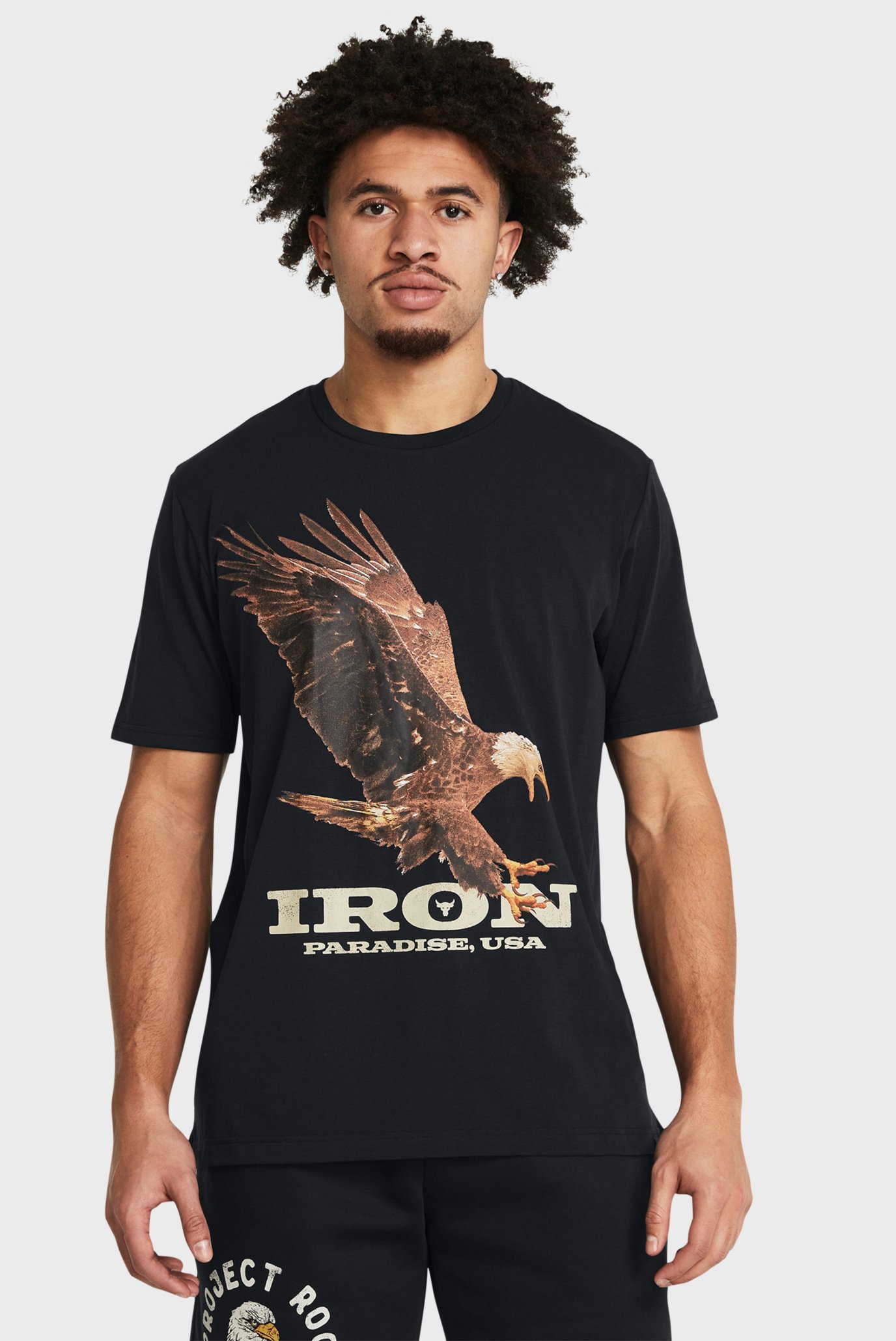 Чоловіча чорна футболка UA Pjt Rck Eagle Graphic SS 1