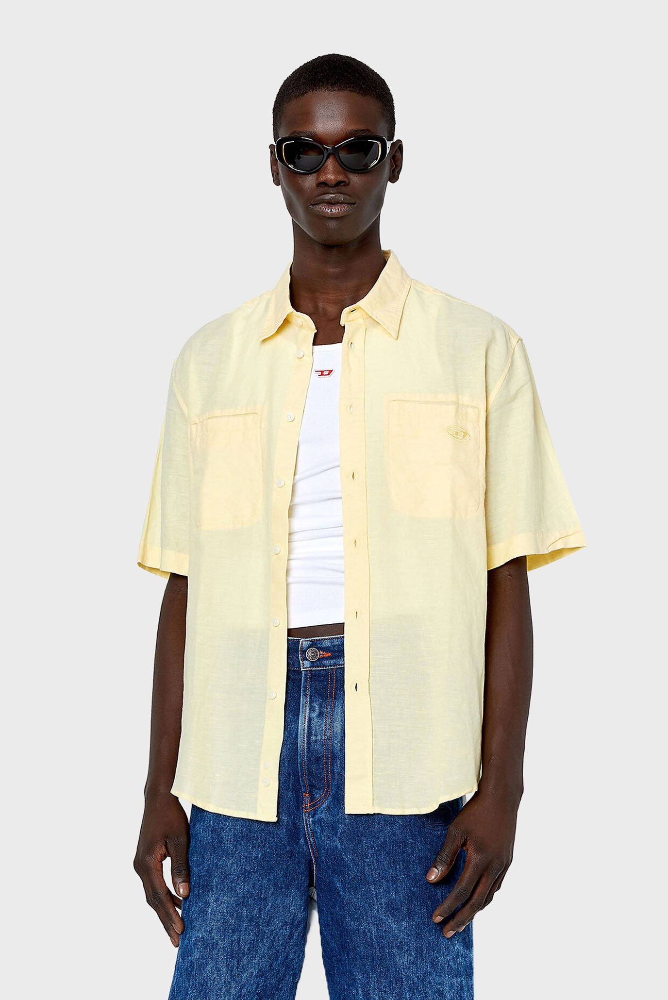 Мужская желтая рубашка S-OMAR-SSL 1