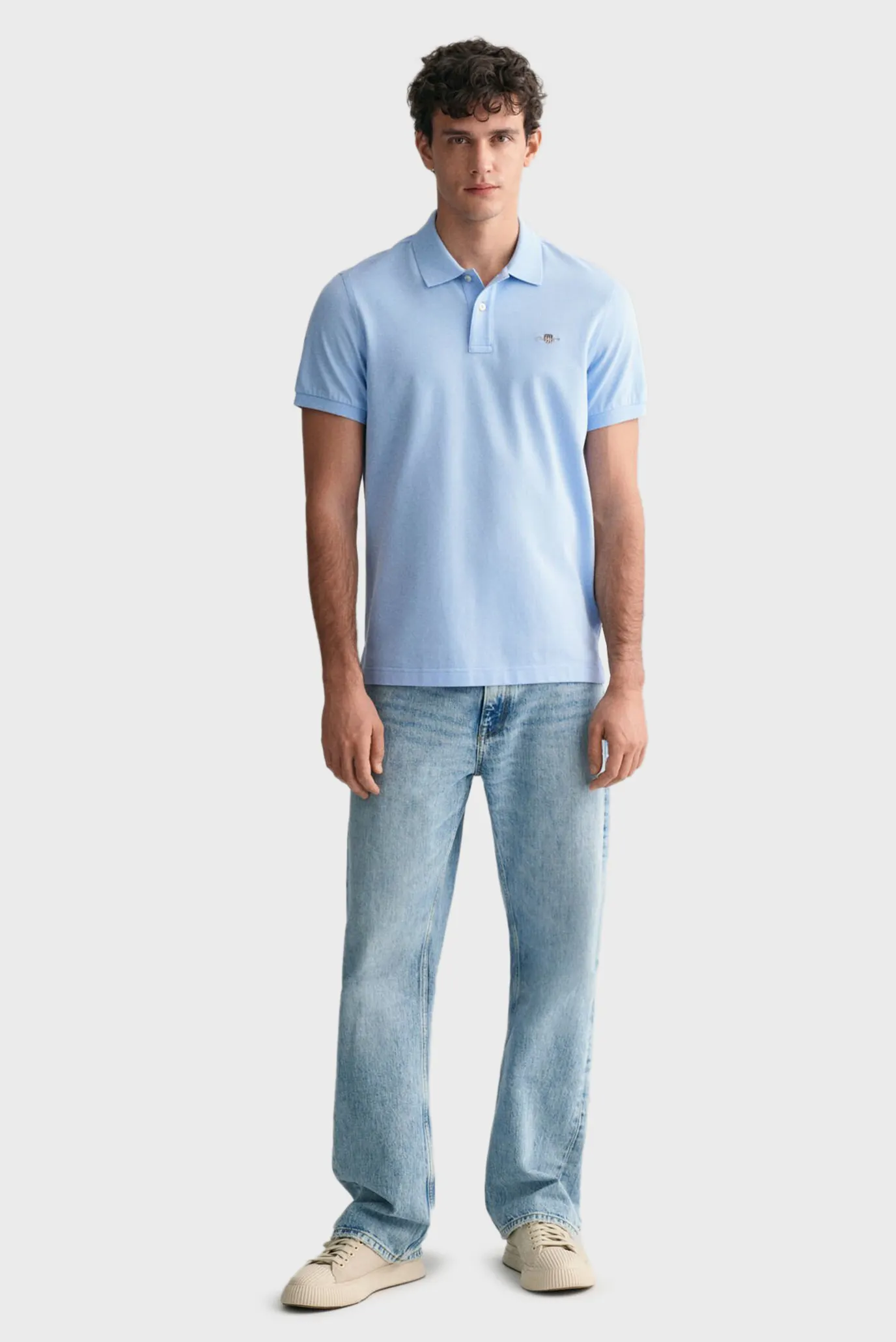 Мужское голубое поло REG SHIELD SS PIQUE POLO 2