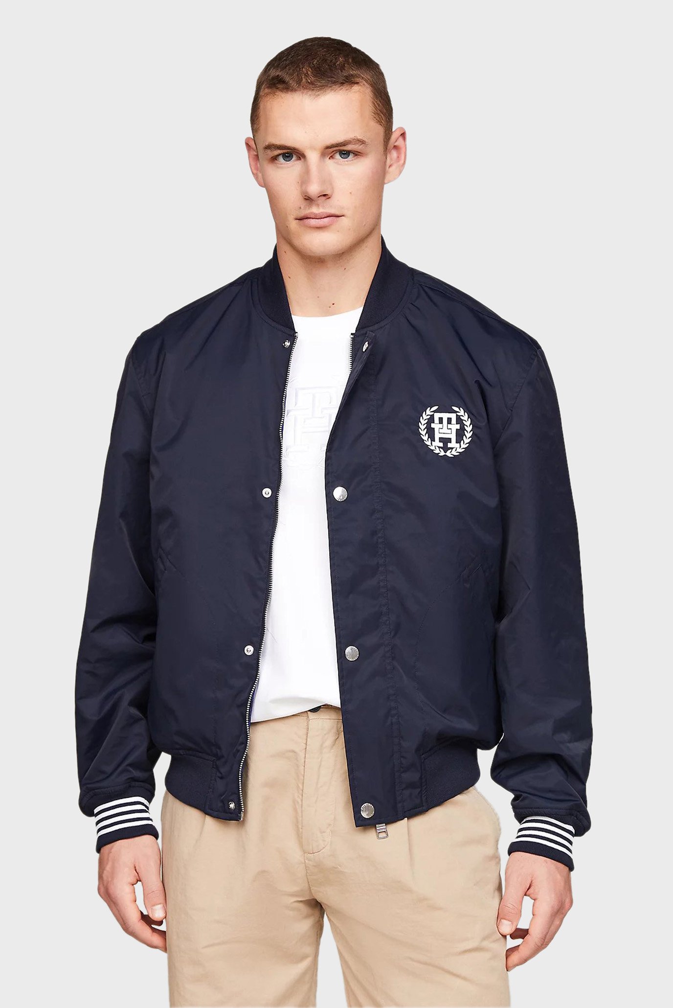 Чоловічий темно-синій двосторонній бомбер REVERSIBLE VARSITY JACKET 1