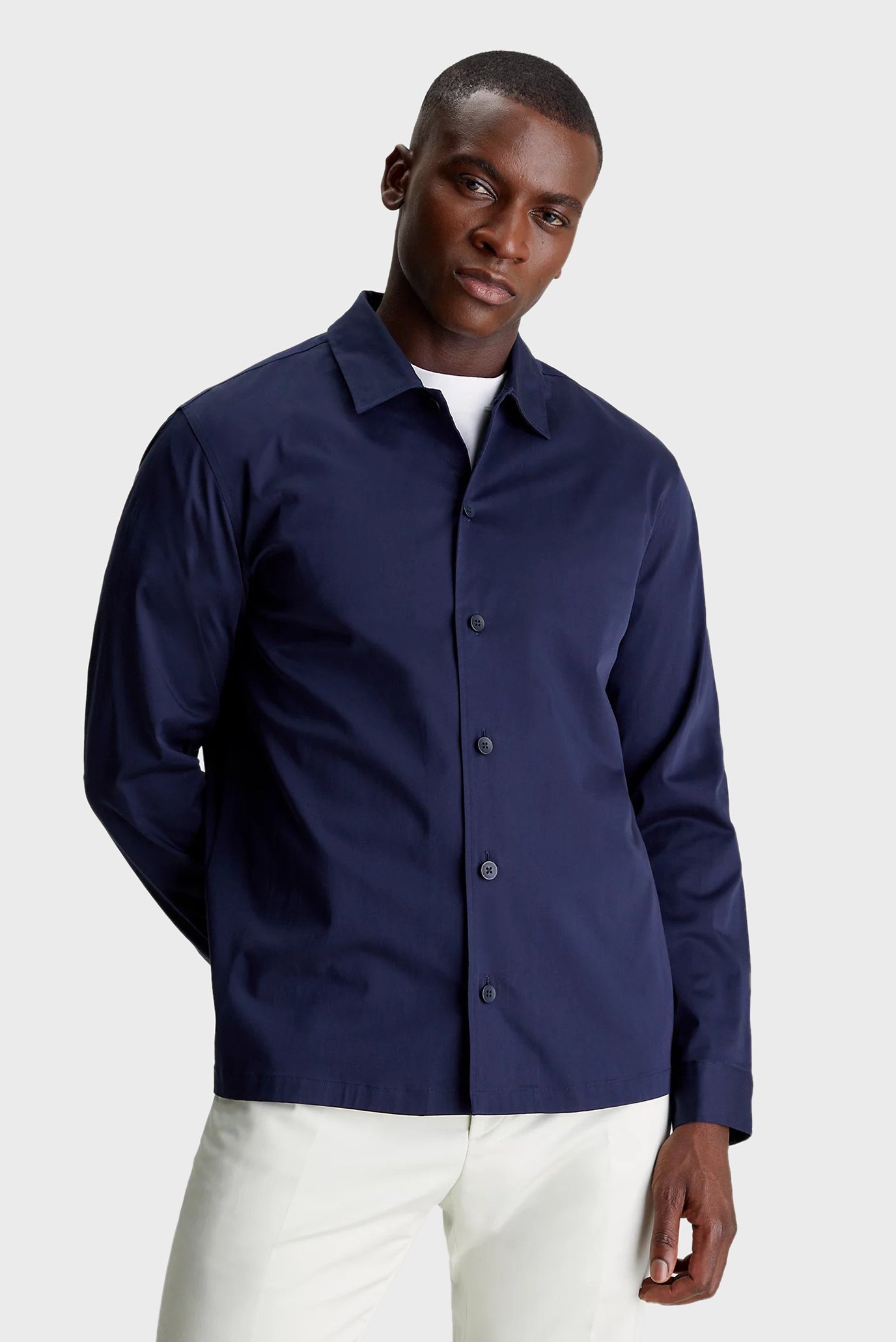 Мужская темно-синяя рубашка STRETCH SATEEN TAILORING 1