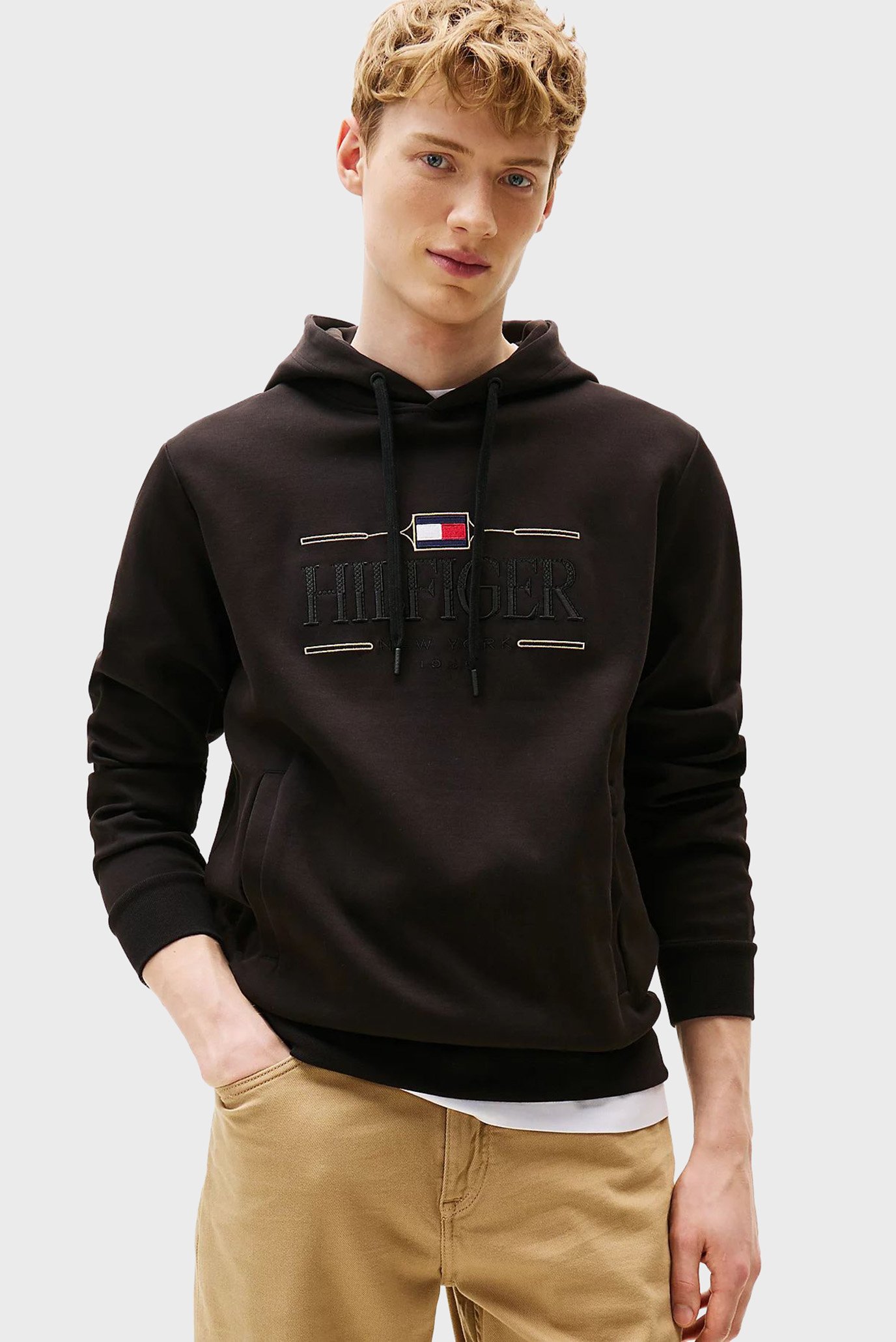 Мужское черное худи ICON HILFIGER HOODIE Черный L Tommy Hilfiger MW0MW39586 Мужское черное худи ICON HILFIGER HOODIE Черный L Tommy Hilfiger MW0MW39586