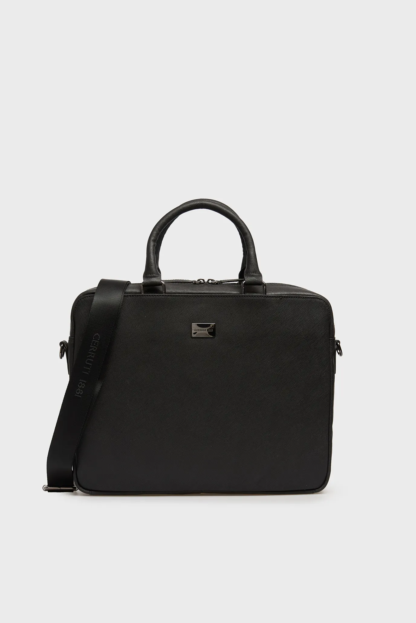 Чоловіча чорна шкіряна сумка для ноутбука OLIVIER 1