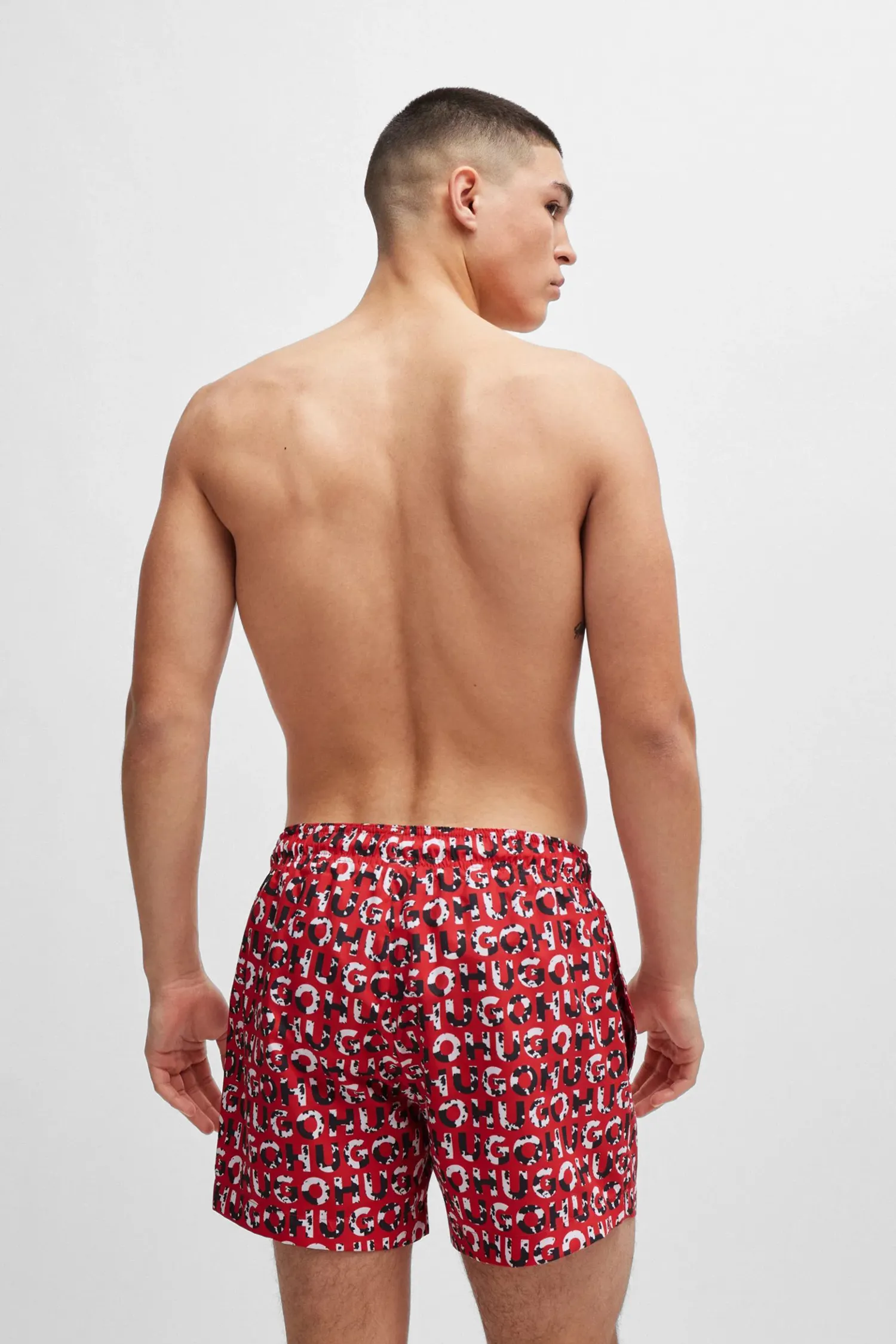 Мужские красные плавательные шорты с узором 3