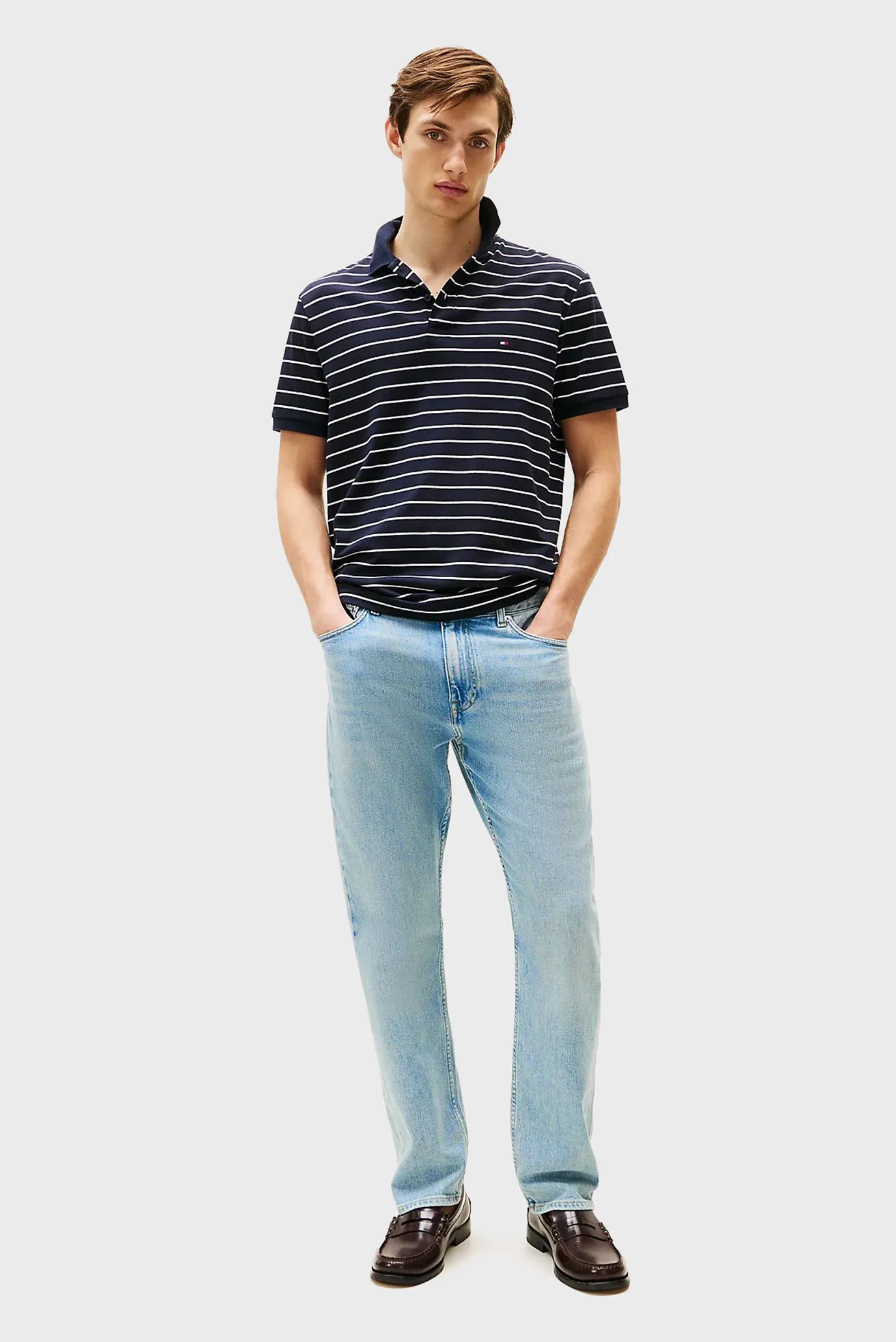 Чоловіче темно-синє поло у смужку LIQUID COTTON REG 2