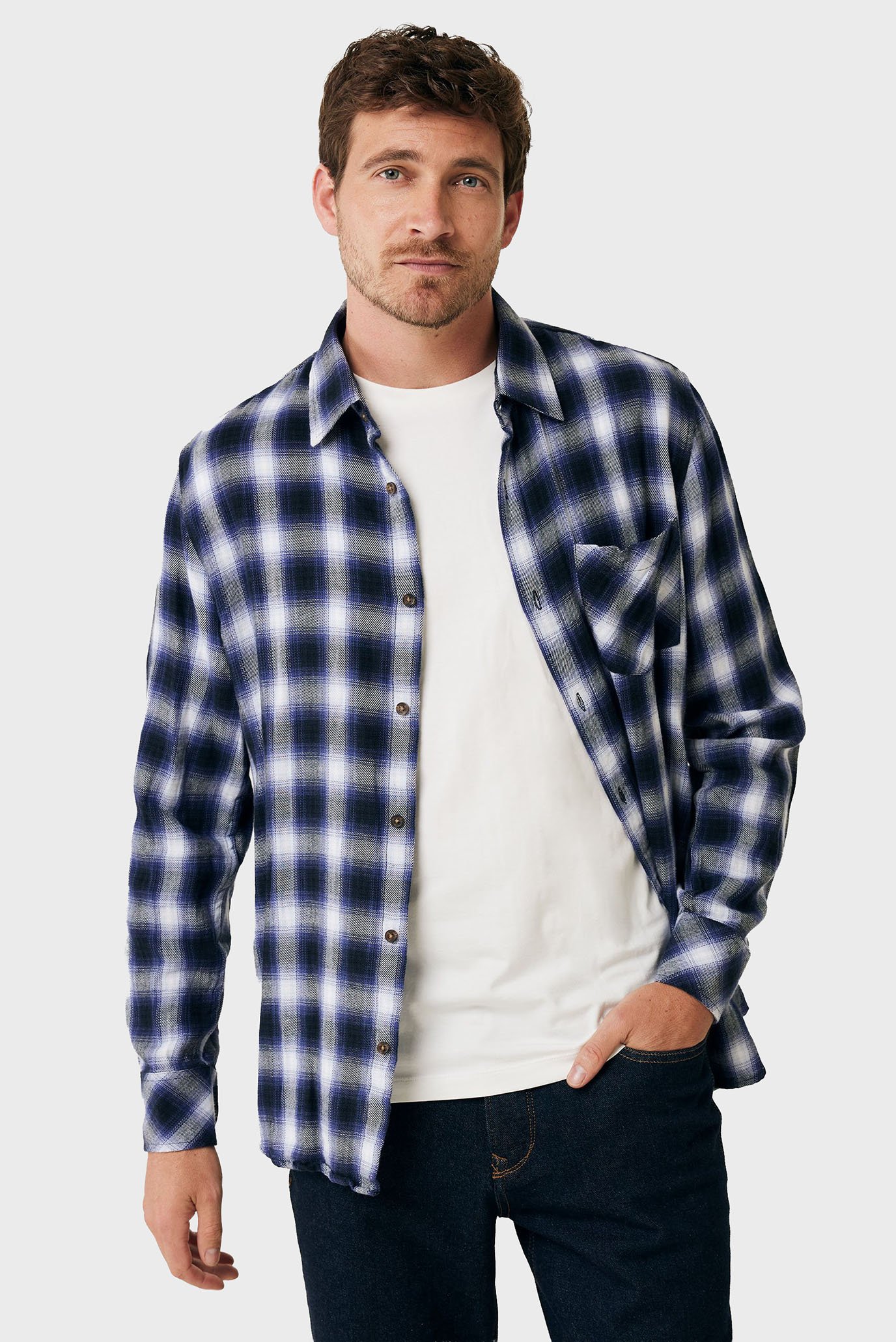 Мужская темно-синяя рубашка в клетку Long sleeve Синий S Mexx MF007202343M Мужская темно-синяя рубашка в клетку Long sleeve Синий S Mexx MF007202343M