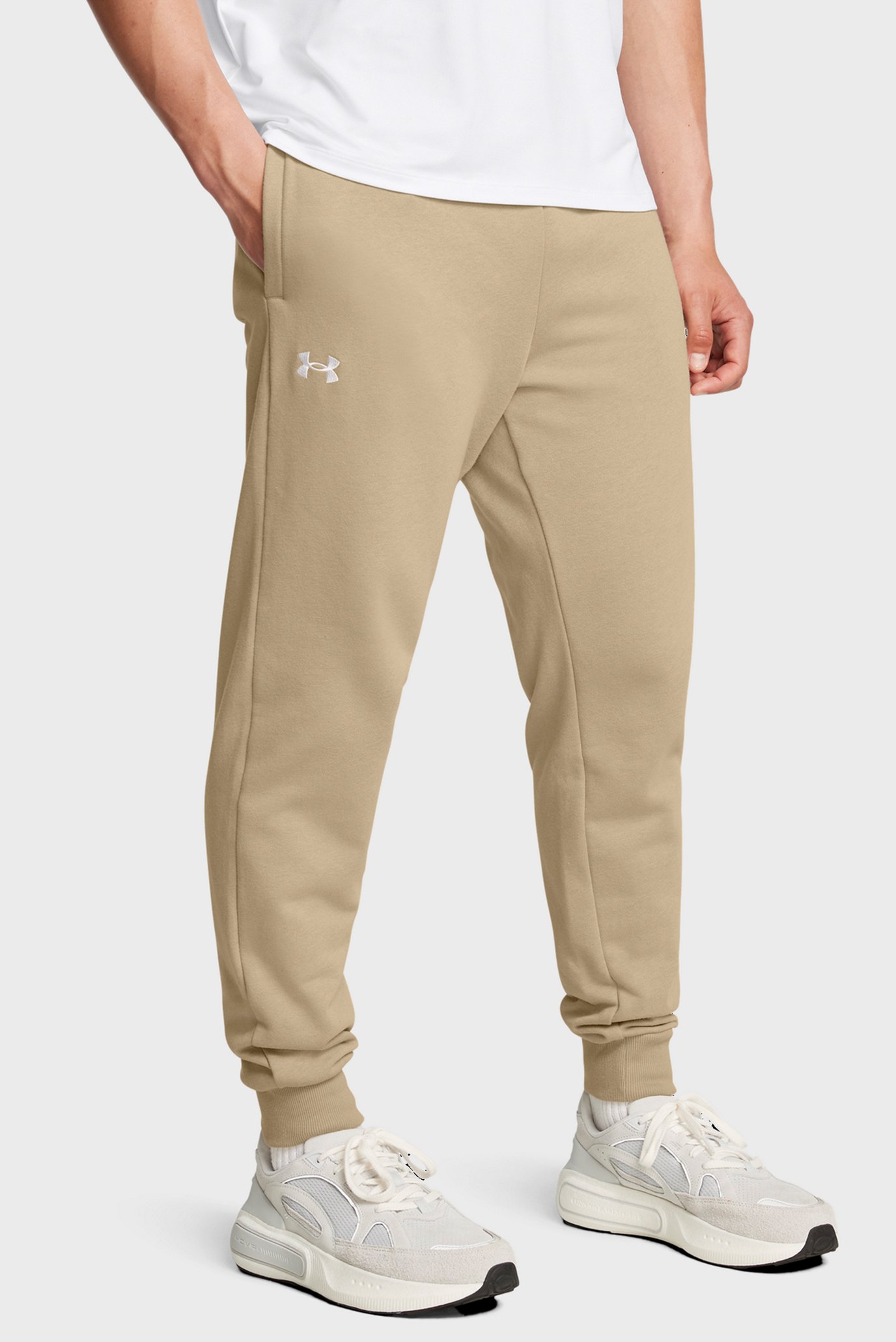 Чоловічі бежеві спортивні штани UA Rival Fleece Joggers 1