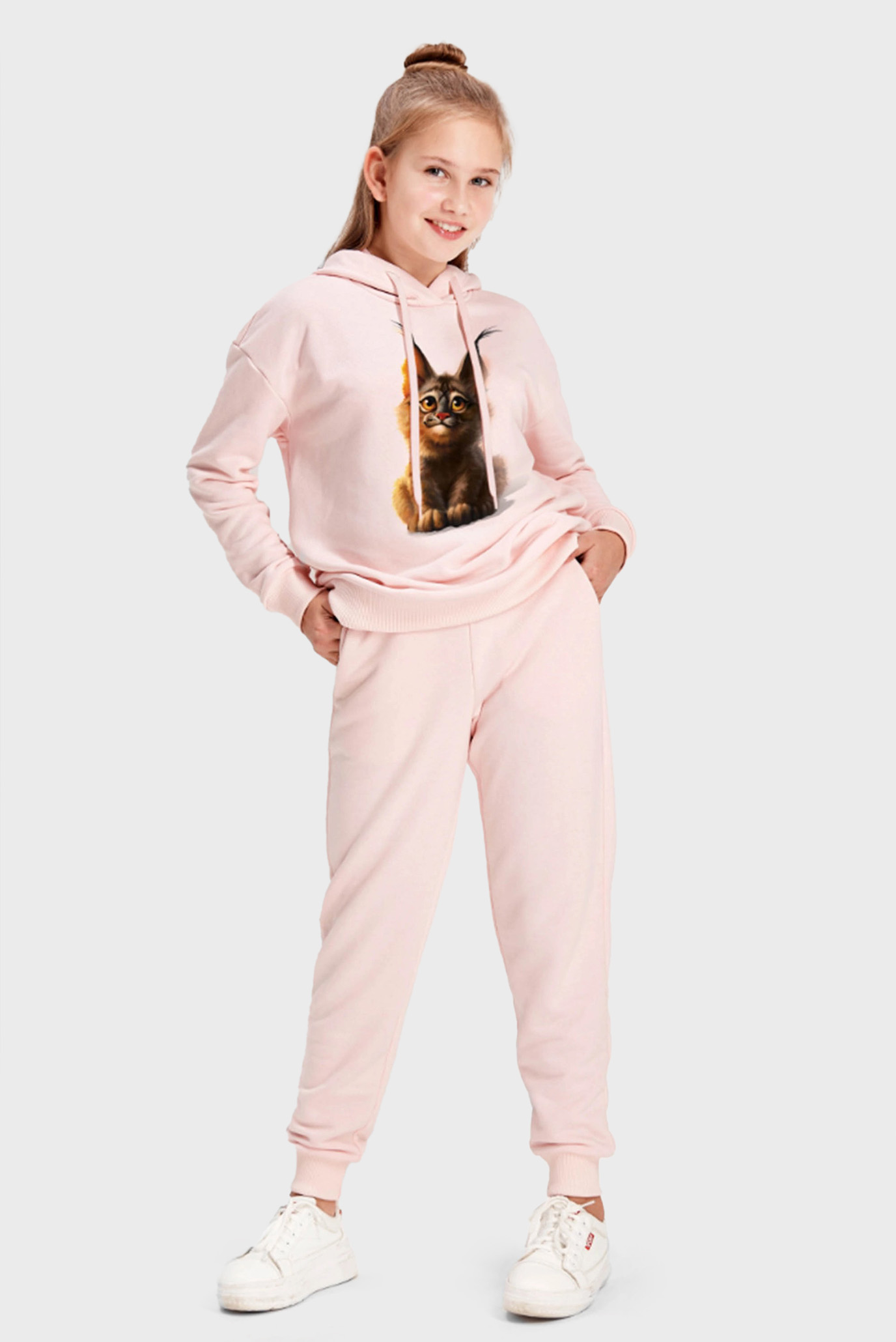 Детский розовый комплект одежды (худи, брюки) 1