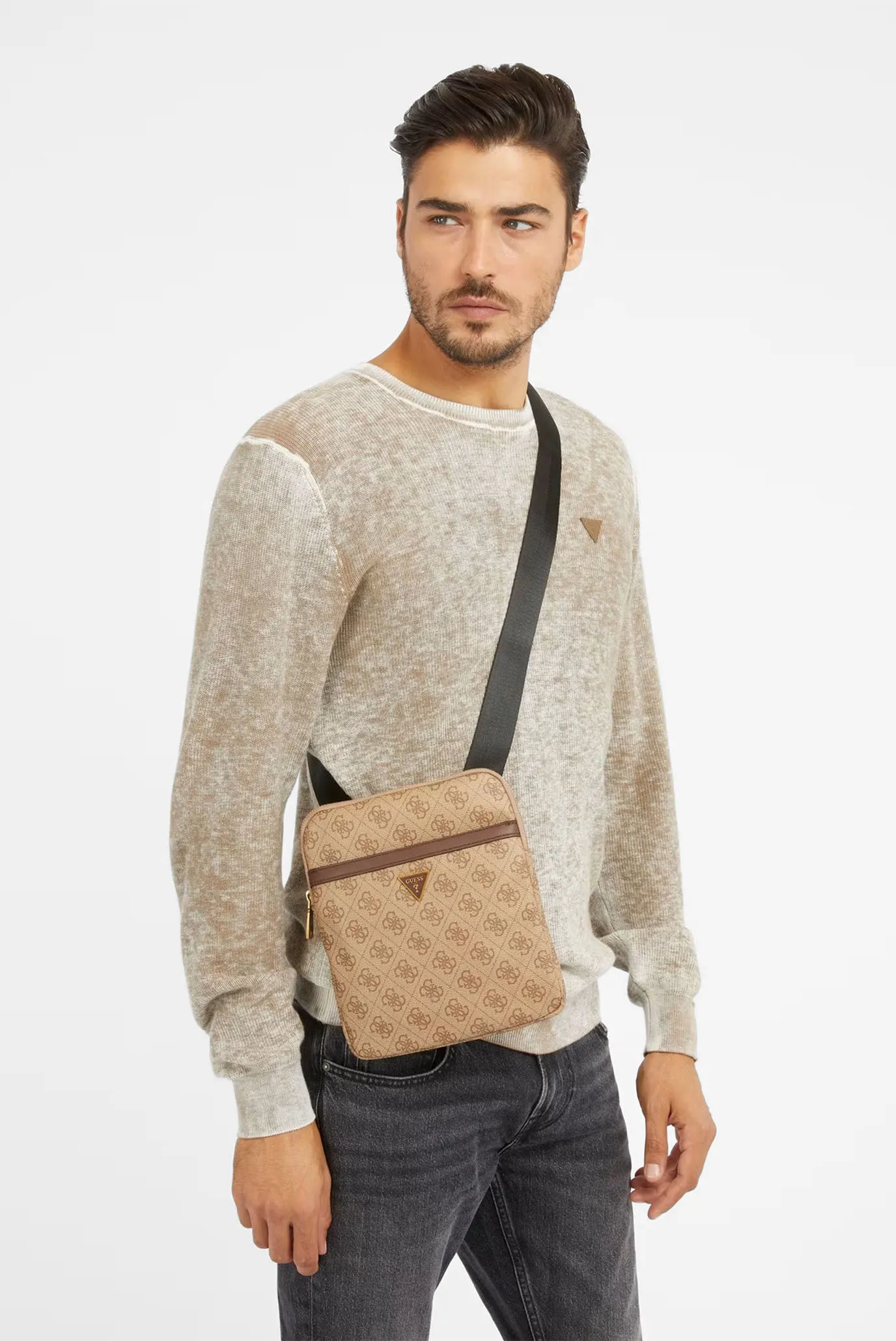 Мужская бежевая сумка с узором 2