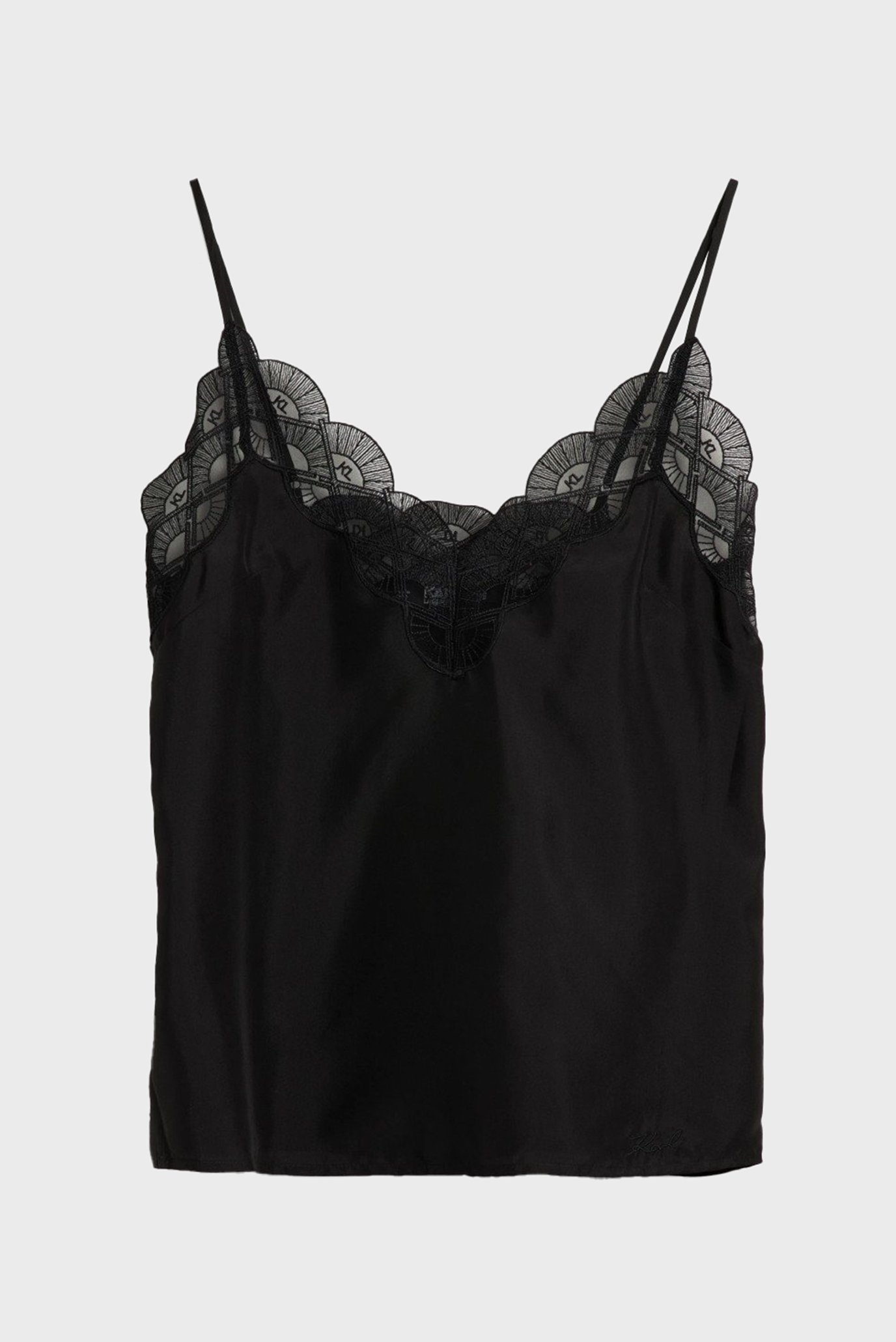 Жіночий чорний шовковий топ FAN LACE SILK CAMISOLE 1