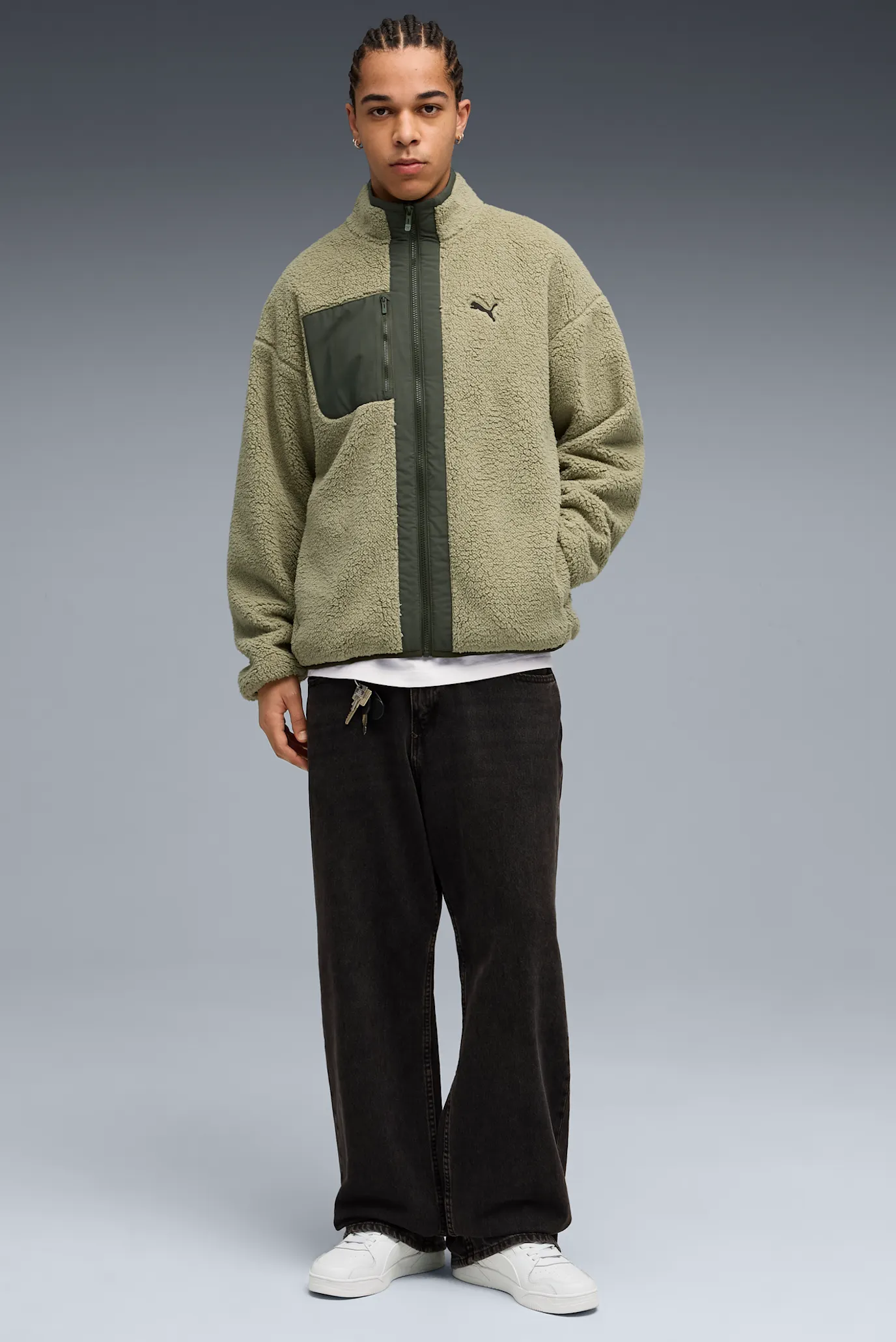 Мужская оливковая двусторонняя куртка Reversible Hybrid Sherpa