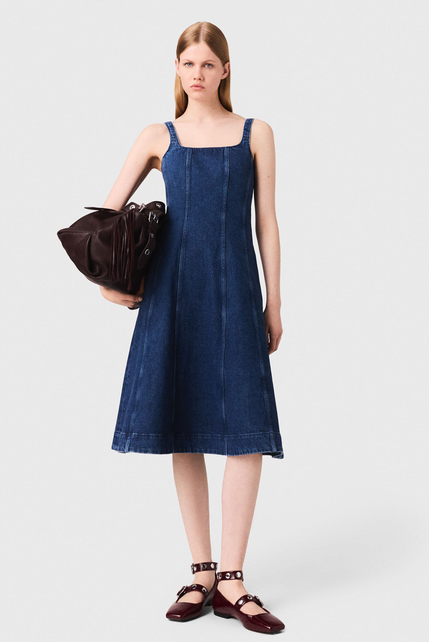 Женский синий джинсовый сарафан Синий 36 MAJE MFPRO04301_DENIM BLUE Женский синий джинсовый сарафан Синий 36 MAJE MFPRO04301_DENIM BLUE