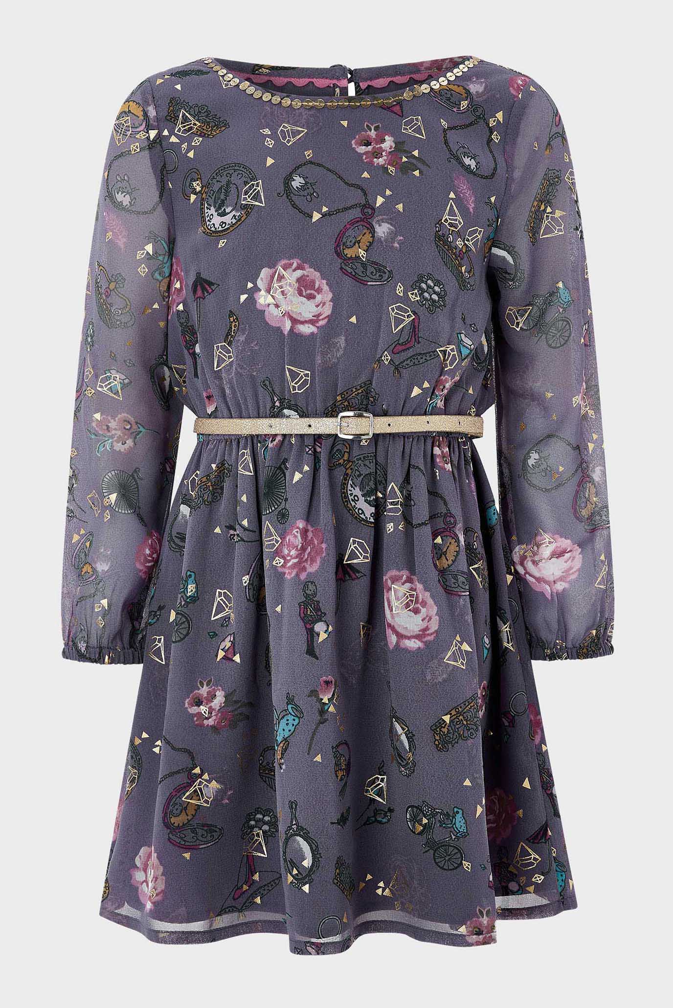Детское фиолетовое платье с принтом 1