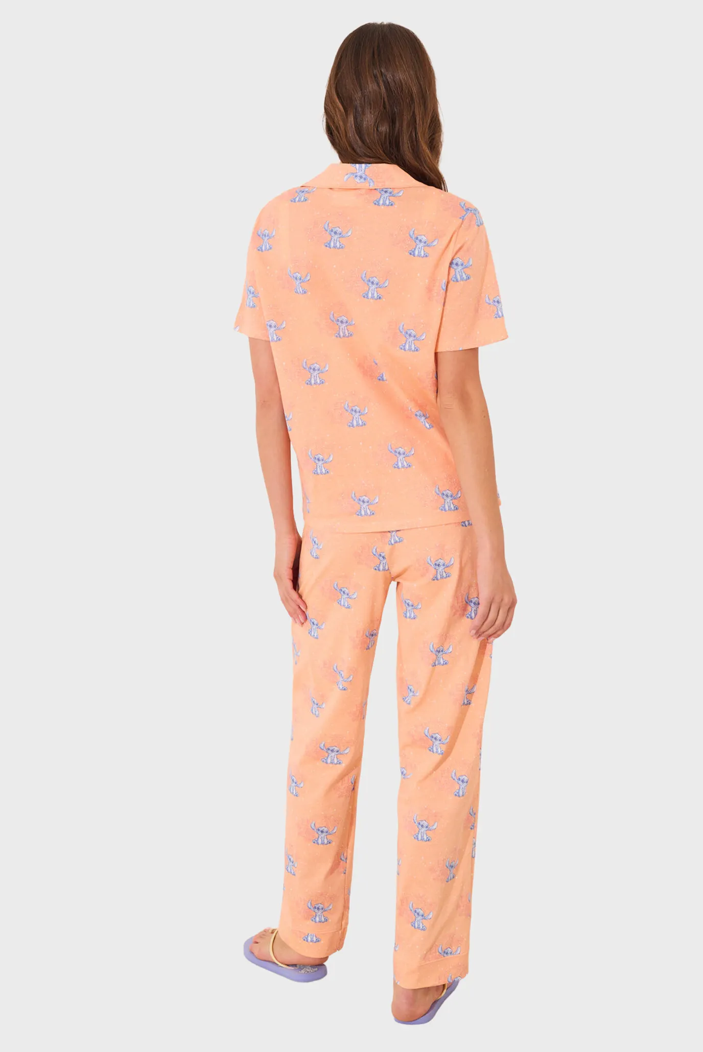 Жіноча персикова піжама з візерунком (сорочка, брюки) Lilo & Stitch 3