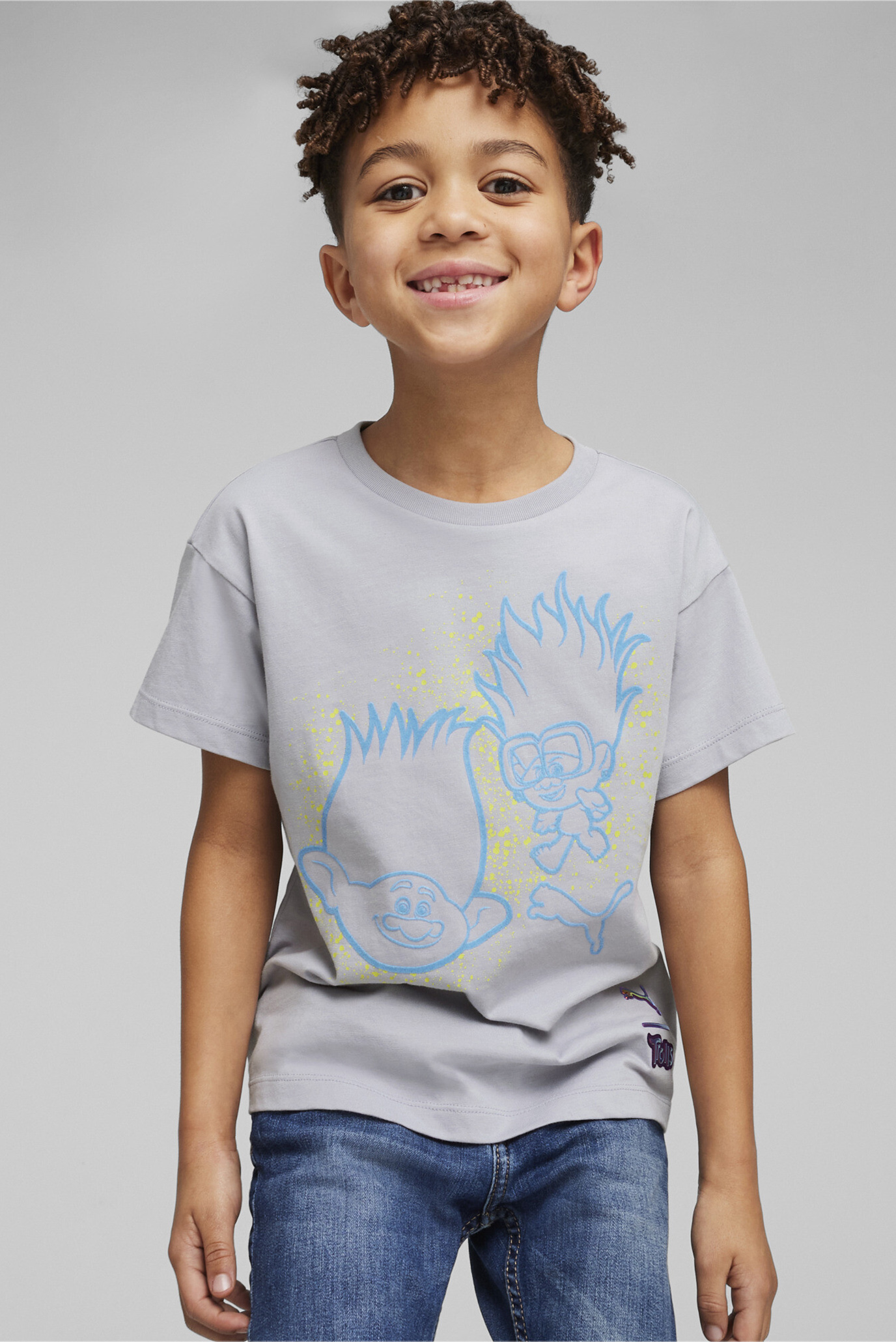 Детская светло-серая футболка PUMA x TROLLS Kids' Graphic Tee 1