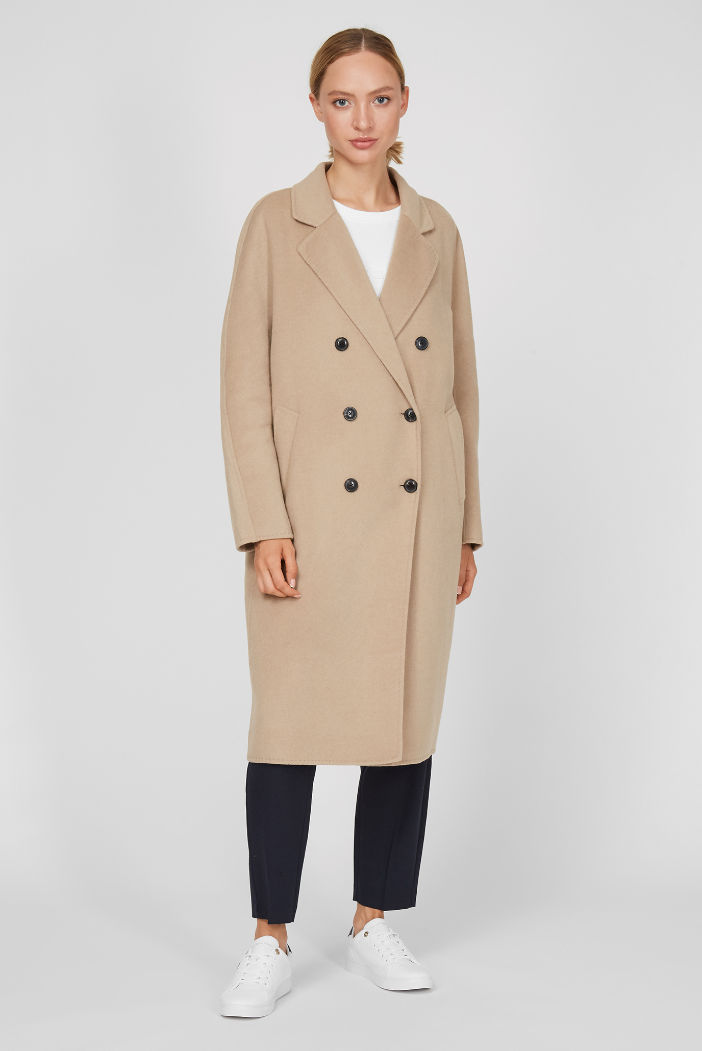 Женское бежевое шерстяное пальто WOOL BLEND DF DB 1