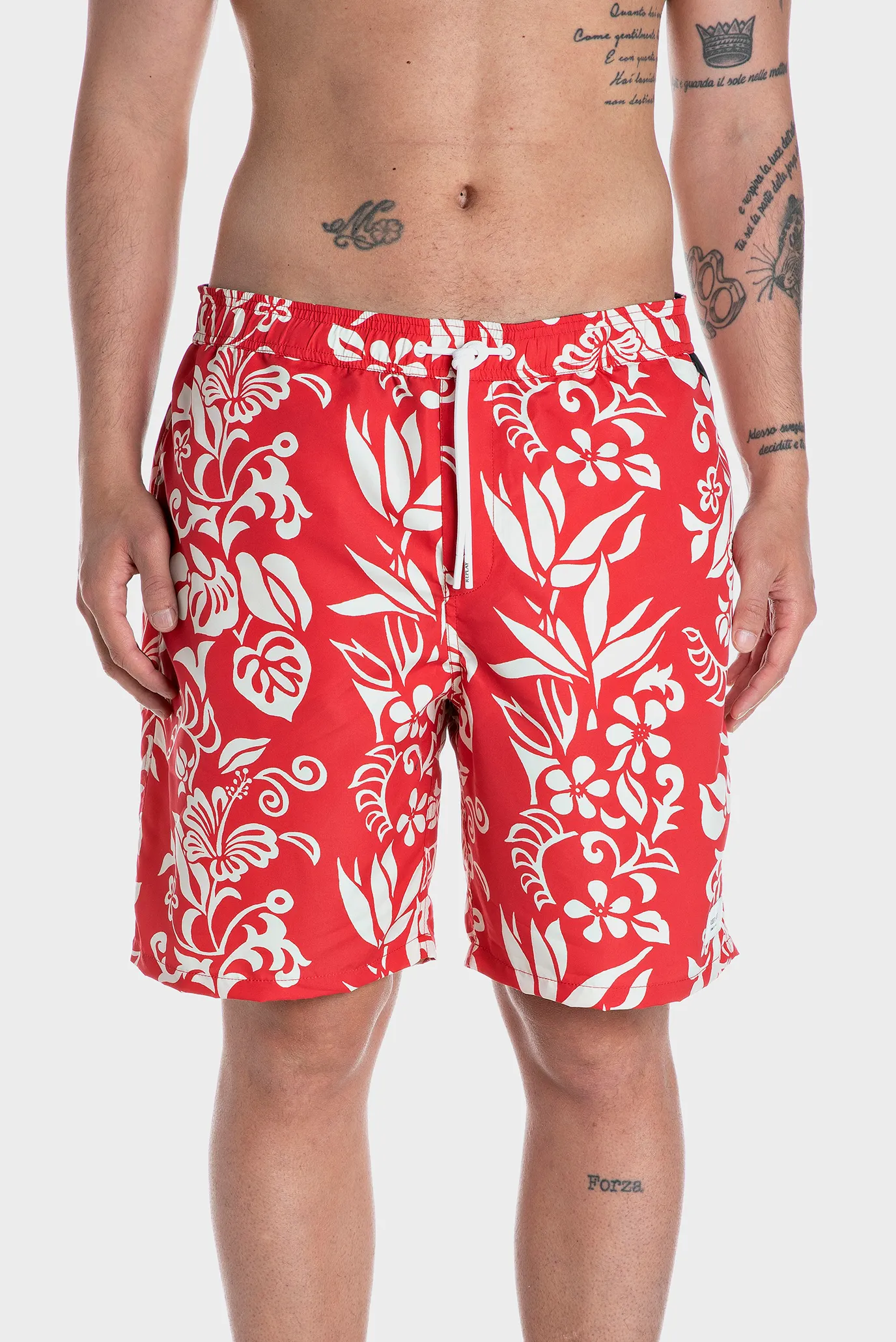 Чоловічі червоні плавальні шорти з візерунком 1