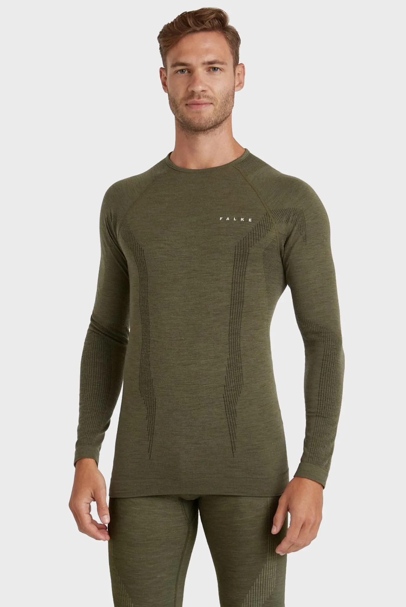 Чоловічий оливковий вовняний термореглан TECH 1