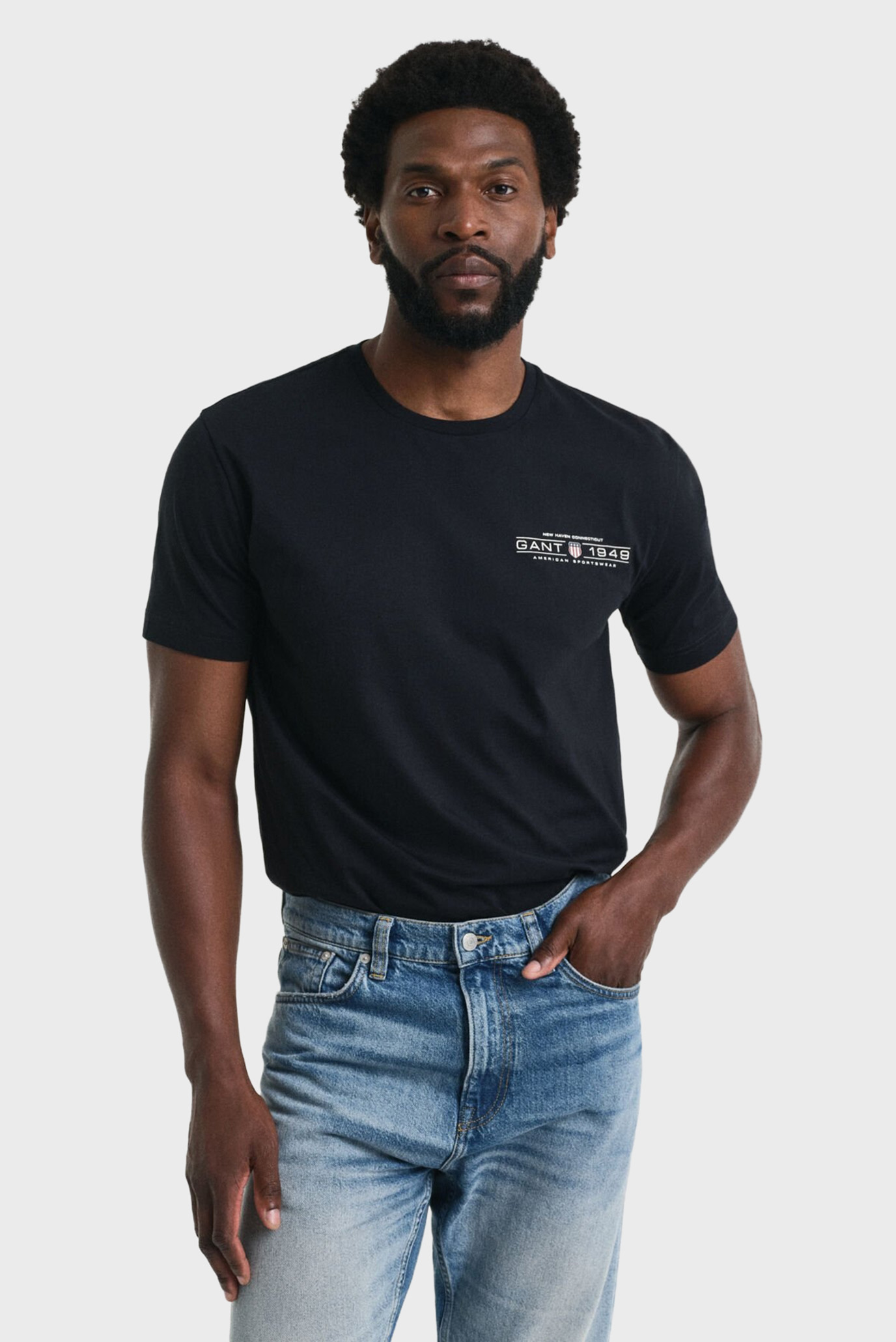 Мужская черная футболка PRINTED GRAPHIC SS Черный M Gant 2044017