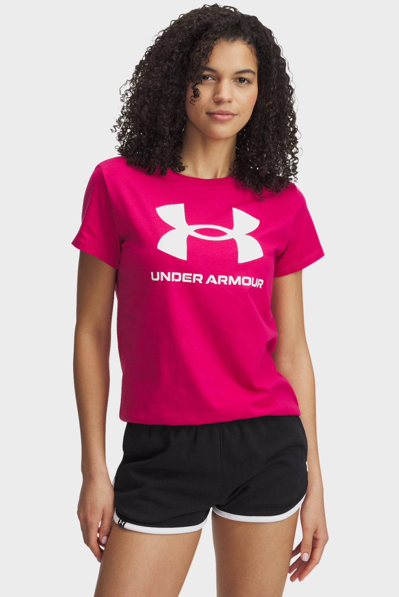 Женская малиновая футболка UA Logo SS Малиновый S Under Armour 1356305-681 Женская малиновая футболка UA Logo SS Малиновый S Under Armour 1356305-681