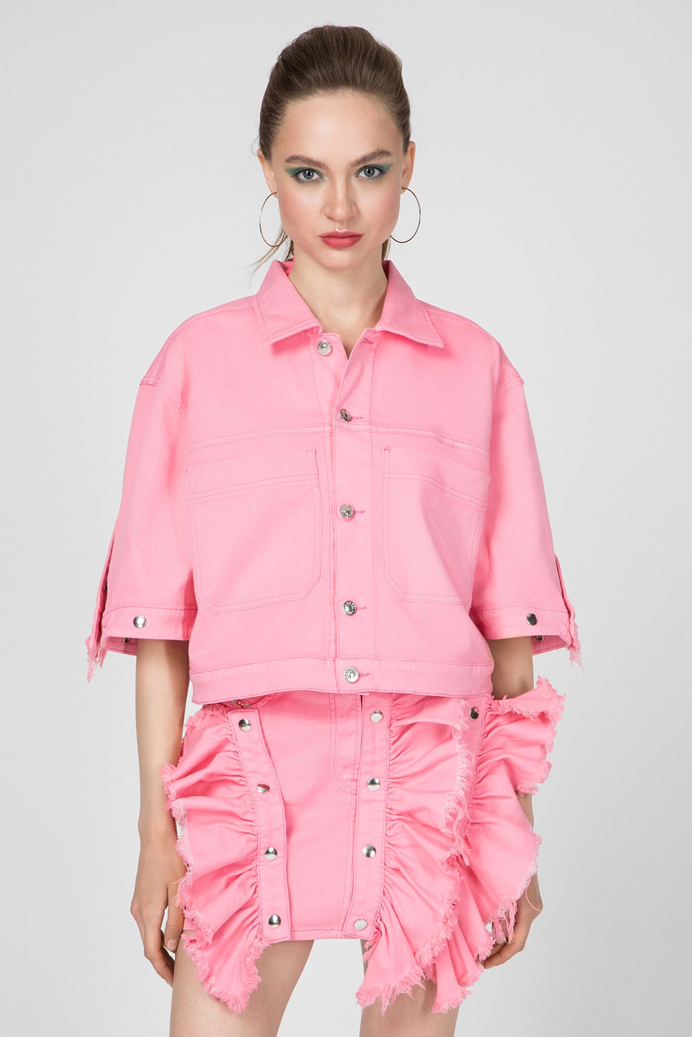 Женская розовая джинсовая куртка D-REEF-NE 1