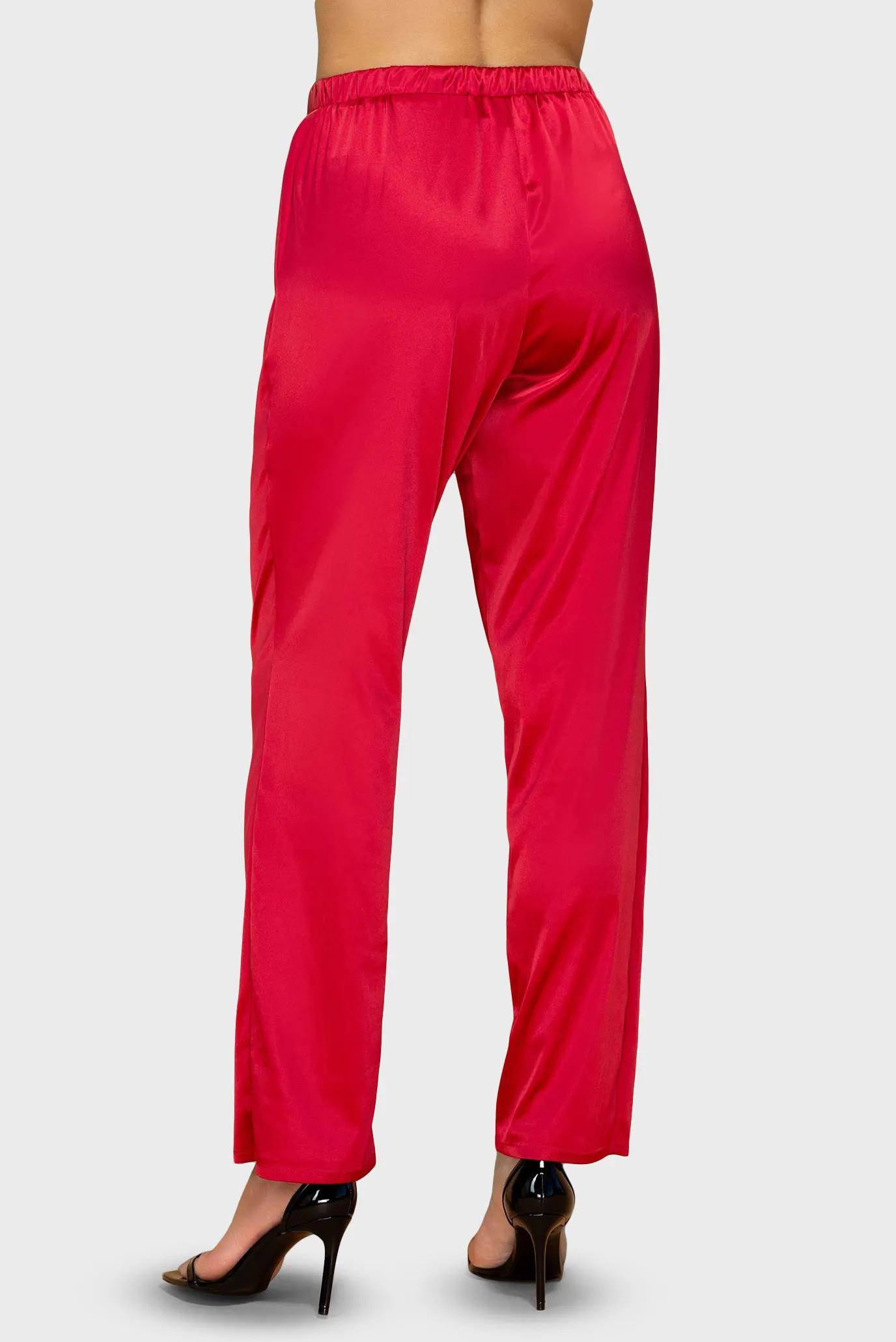 Женская красная пижама (топ, брюки) 6