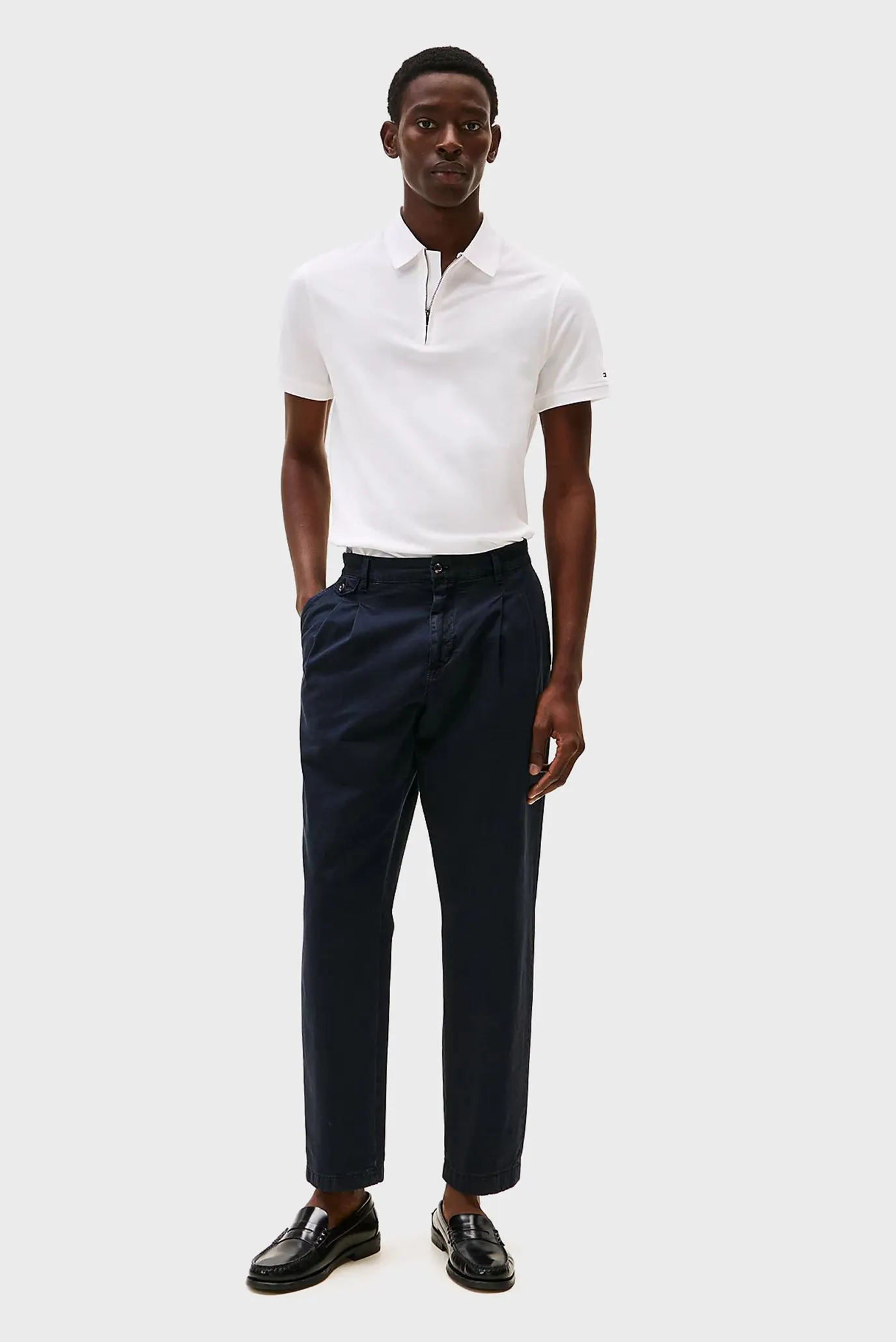 Чоловіче біле поло PERFORMANCE ZIP 2