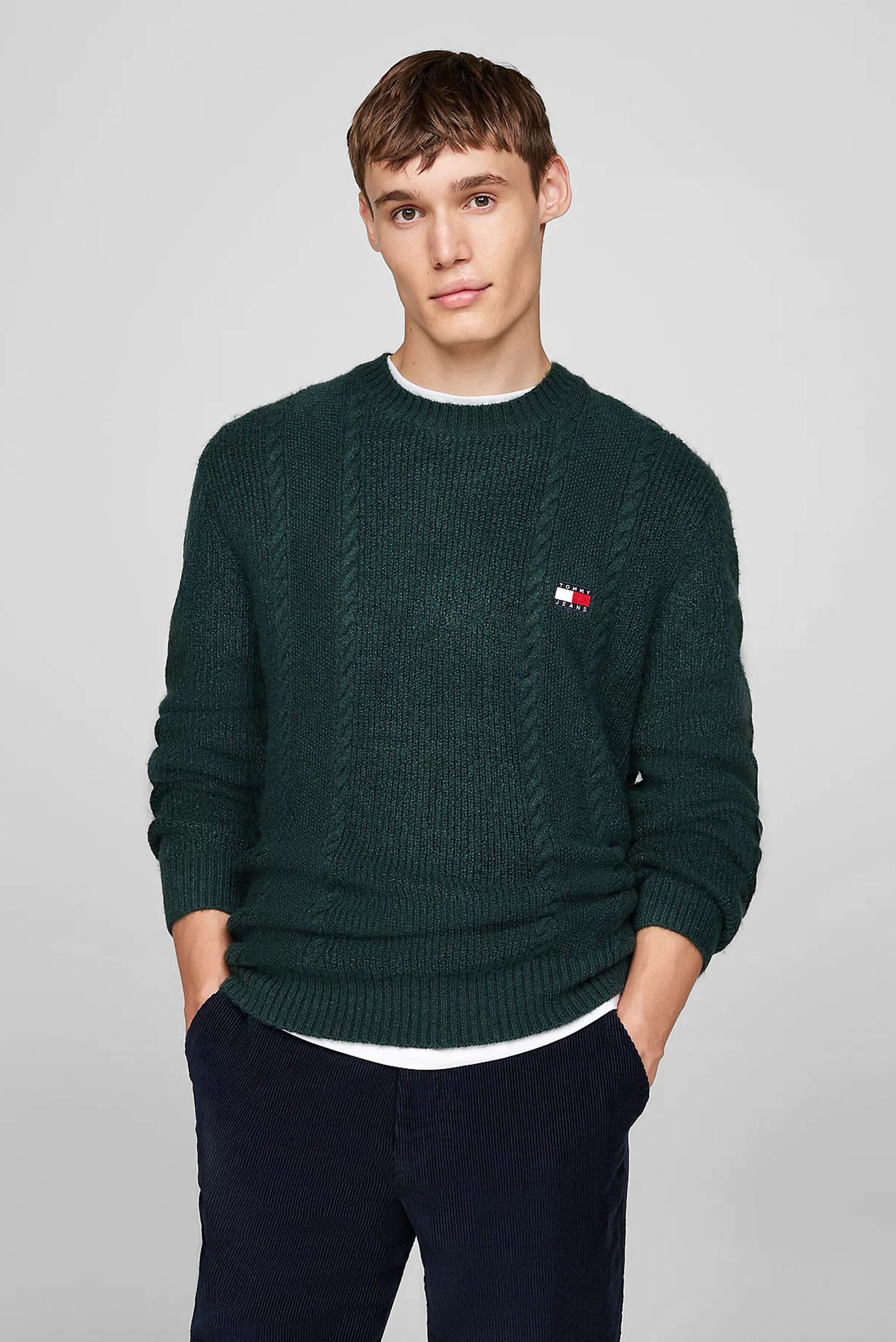 Мужской зеленый джемпер TJM SLIM CABLE KNIT CNECK 1