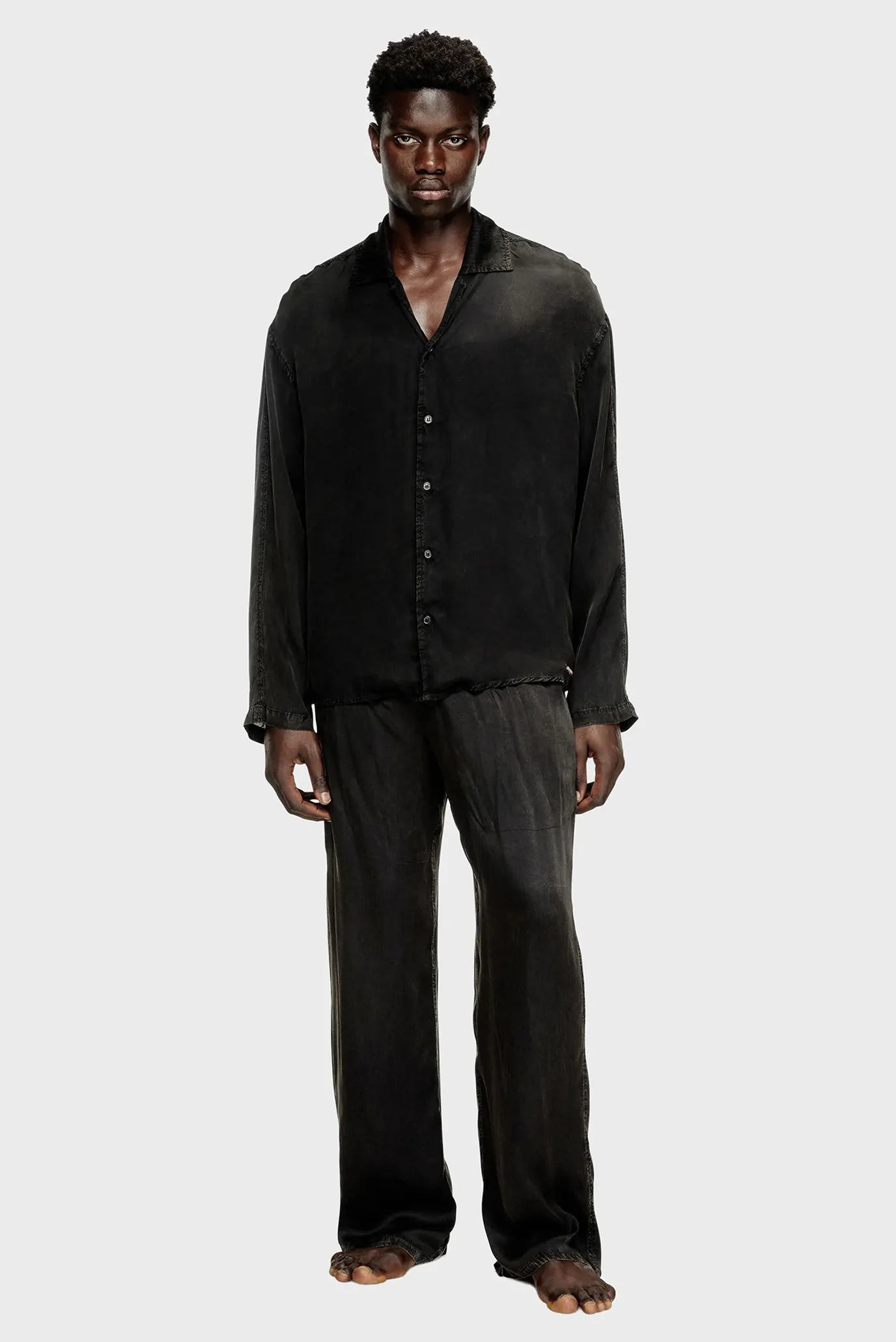 Черная пижама (рубашка, брюки) SET-KEITH-DNM (унисекс) 2